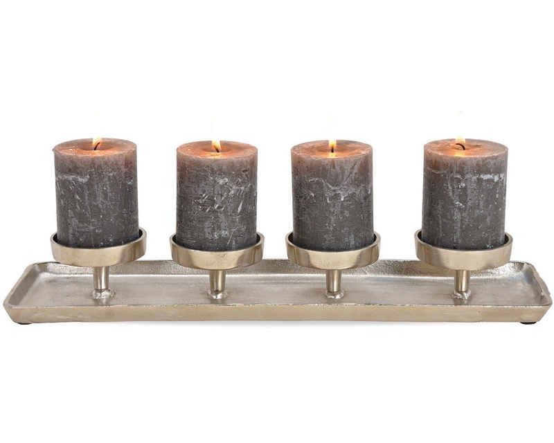 matches21 HOME & HOBBY Kerzenhalter 4 Kerzenhalter Tablett Adventsgesteck für Stumpenkerzen 44 cm