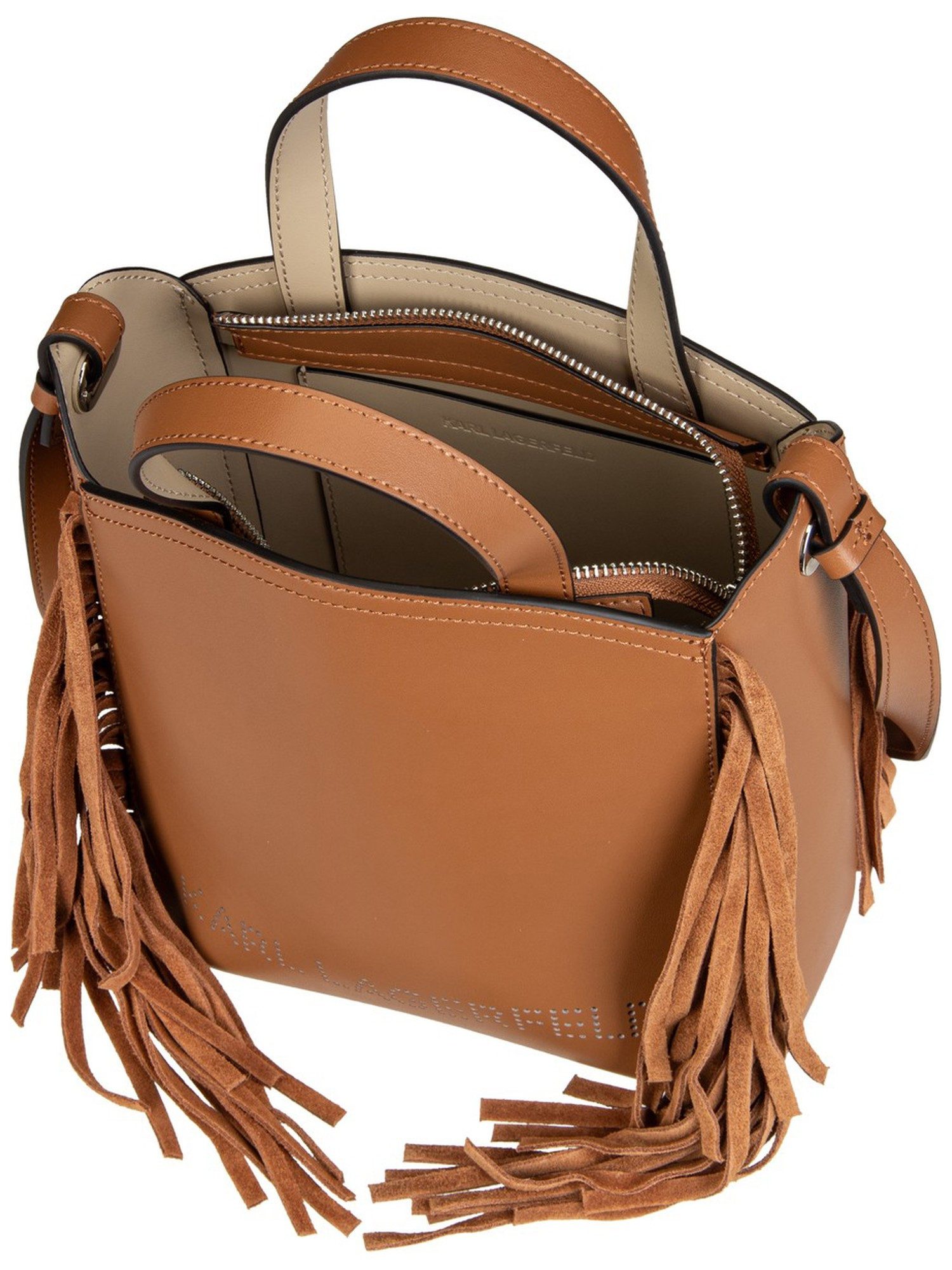 KARL LAGERFELD Handtasche K/Circle SM Zip Tote Fringes Black/Nickel - Tote Bag-Onesize, Tote Bags