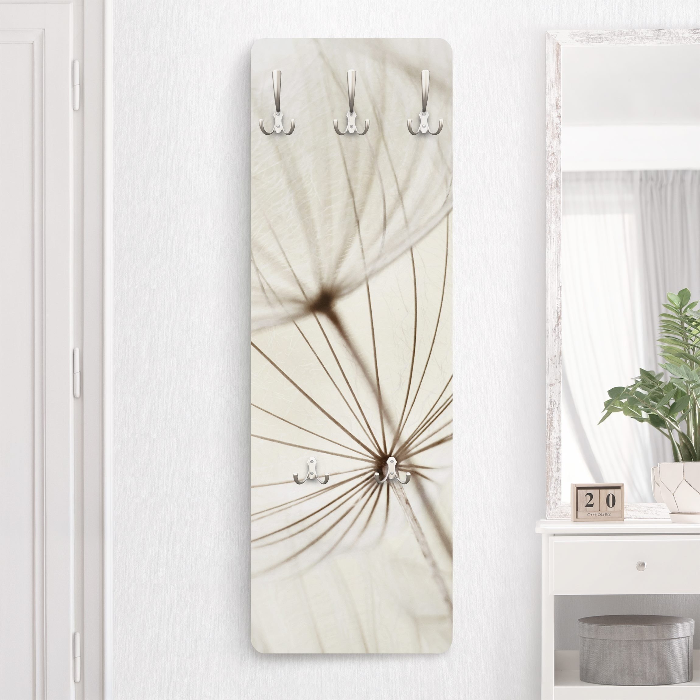 Bilderdepot24 Garderobenpaneel weiss Botanik Retro Vintage Blumen Floral La günstig online kaufen