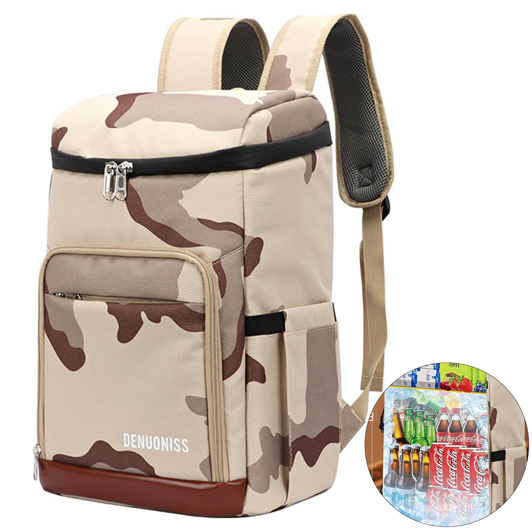 Keyura Kühltasche 24L Kühlrucksack Kühltasche Picknickrucksack mit Flaschenöffner, 24 l, Hält Speisen bis zu 4 Stunden warm und kühlt Getränke bis zu 8 Stunden