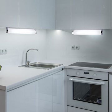 etc-shop Unterschrankleuchte, Leuchtmittel inklusive, Warmweiß, LED Unterbauleuchte verchromt Küchenlampe Schrankleuchte Unterbaulampe