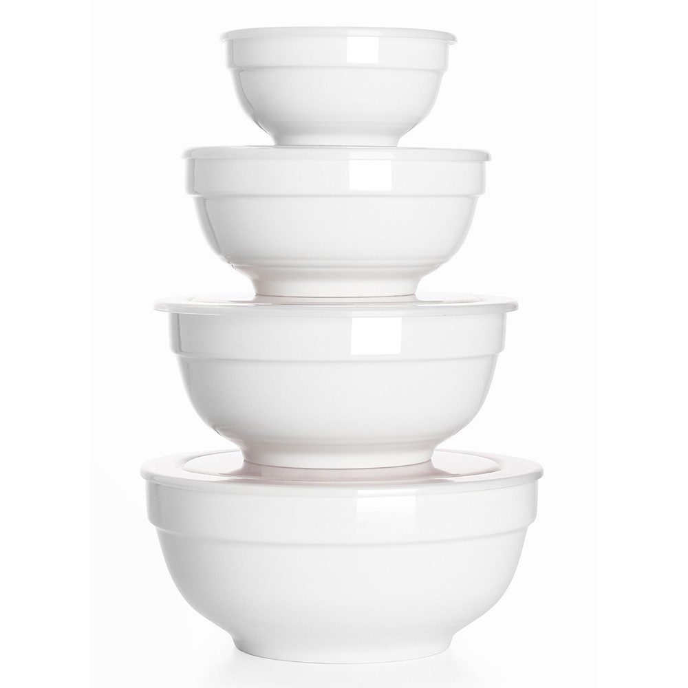 Dowan Rührschüssel Keramikschalen mit Deckeln, 1.9 L/1.2 L/650 ml/350 ml, 4er Set