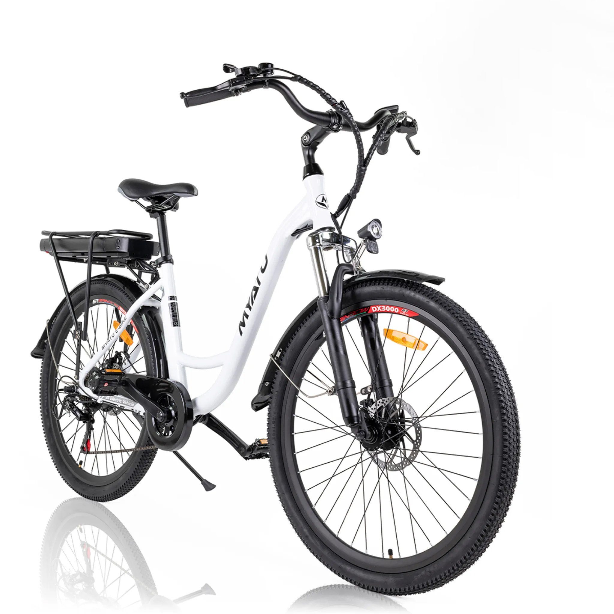 Myatu EBike Cityrad EBike Tiefeinsteiger, 450Wh Abnehmbarer Lithium Akku, 6 Gang