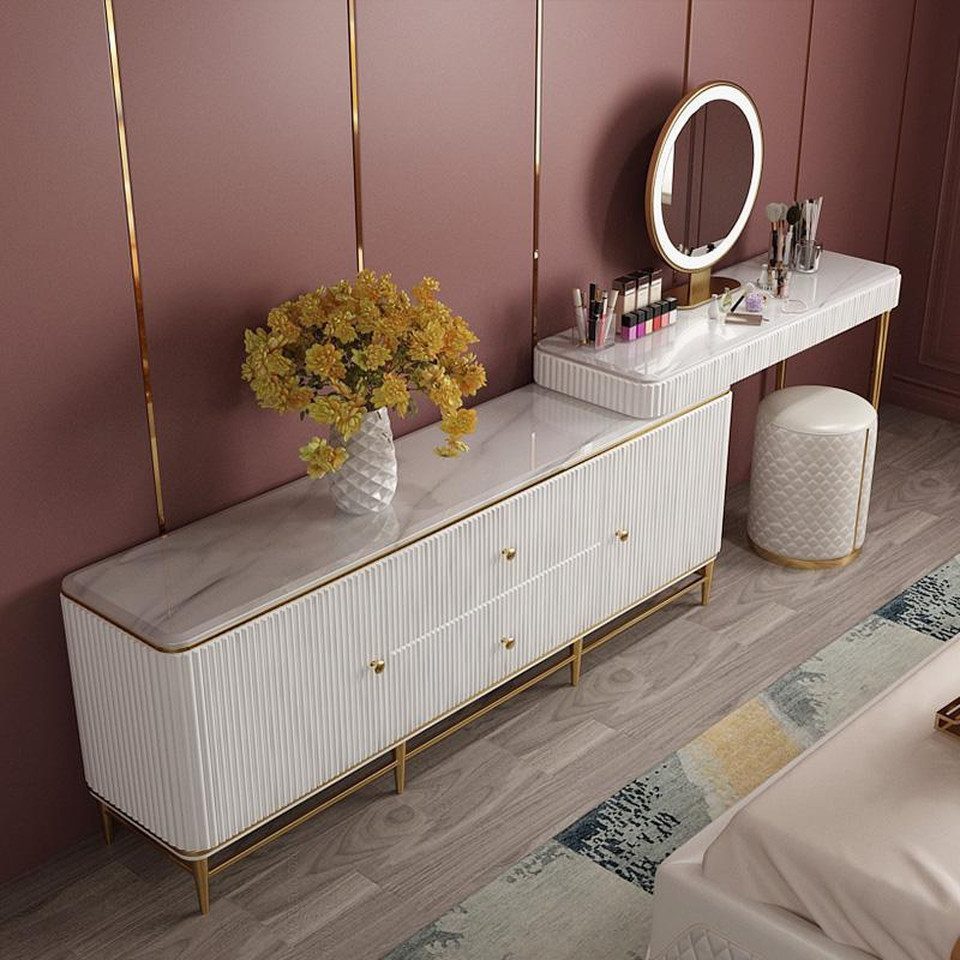 JVmoebel Schminktisch Eleganter Schminktisch aus Holz mit Spiegel und Hocker (Schminktisch + Kommode + Hocker), Made in Europa