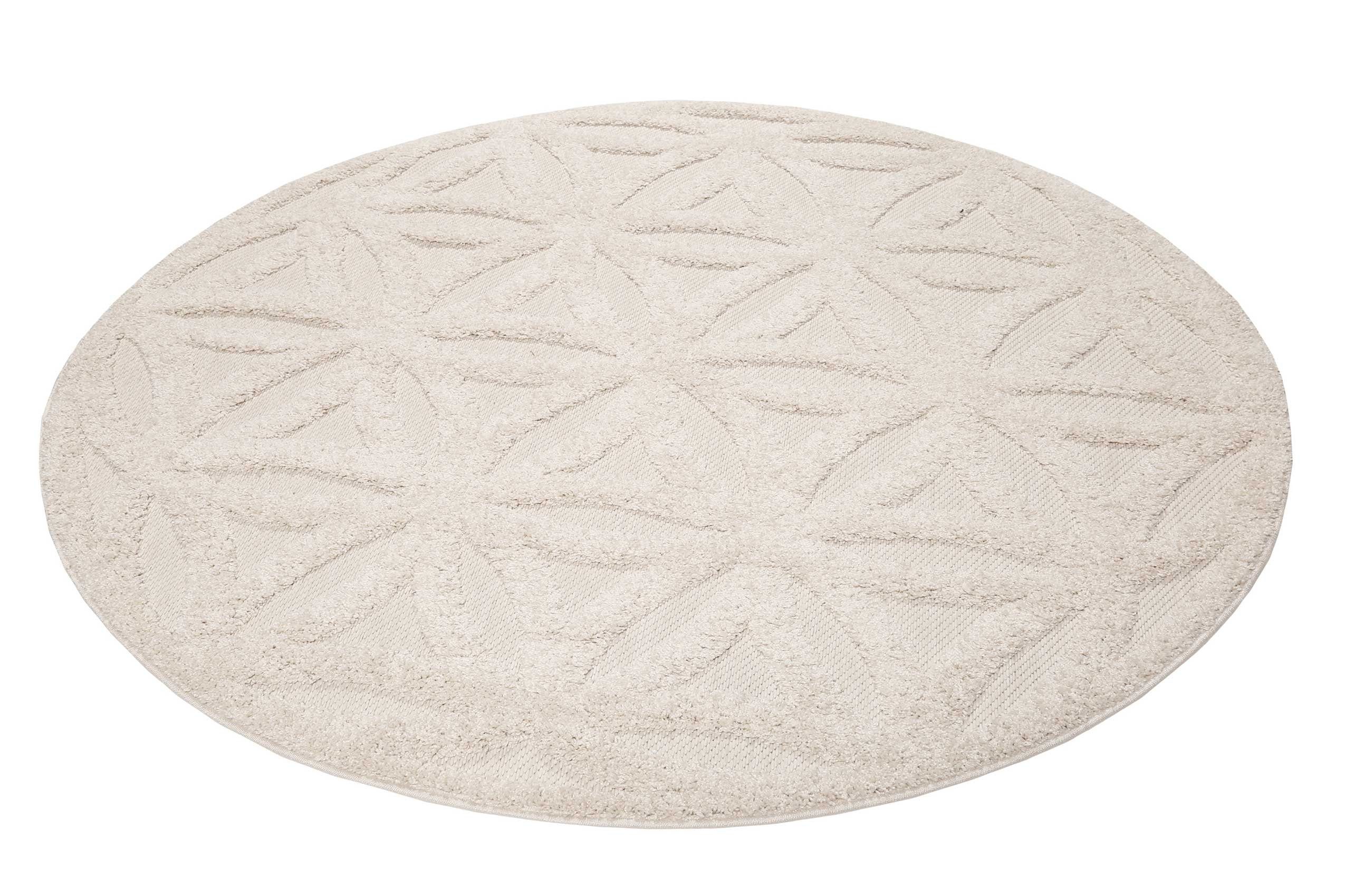 Esprit Outdoorteppich Shake, ESP54232, rund, Höhe: 2 mm, Hoch-Tief-Effekt, Blume des Lebens - Motiv, uni, robust, Terrasse