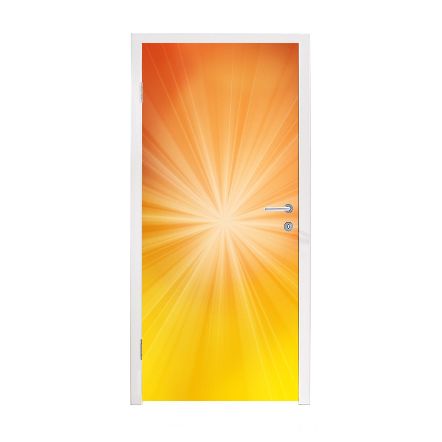 MuchoWow Türtapete Gelbes Glühen um einen Stern, Matt, bedruckt, (1 St), Fototapete für Tür, Türaufkleber, 75x205 cm
