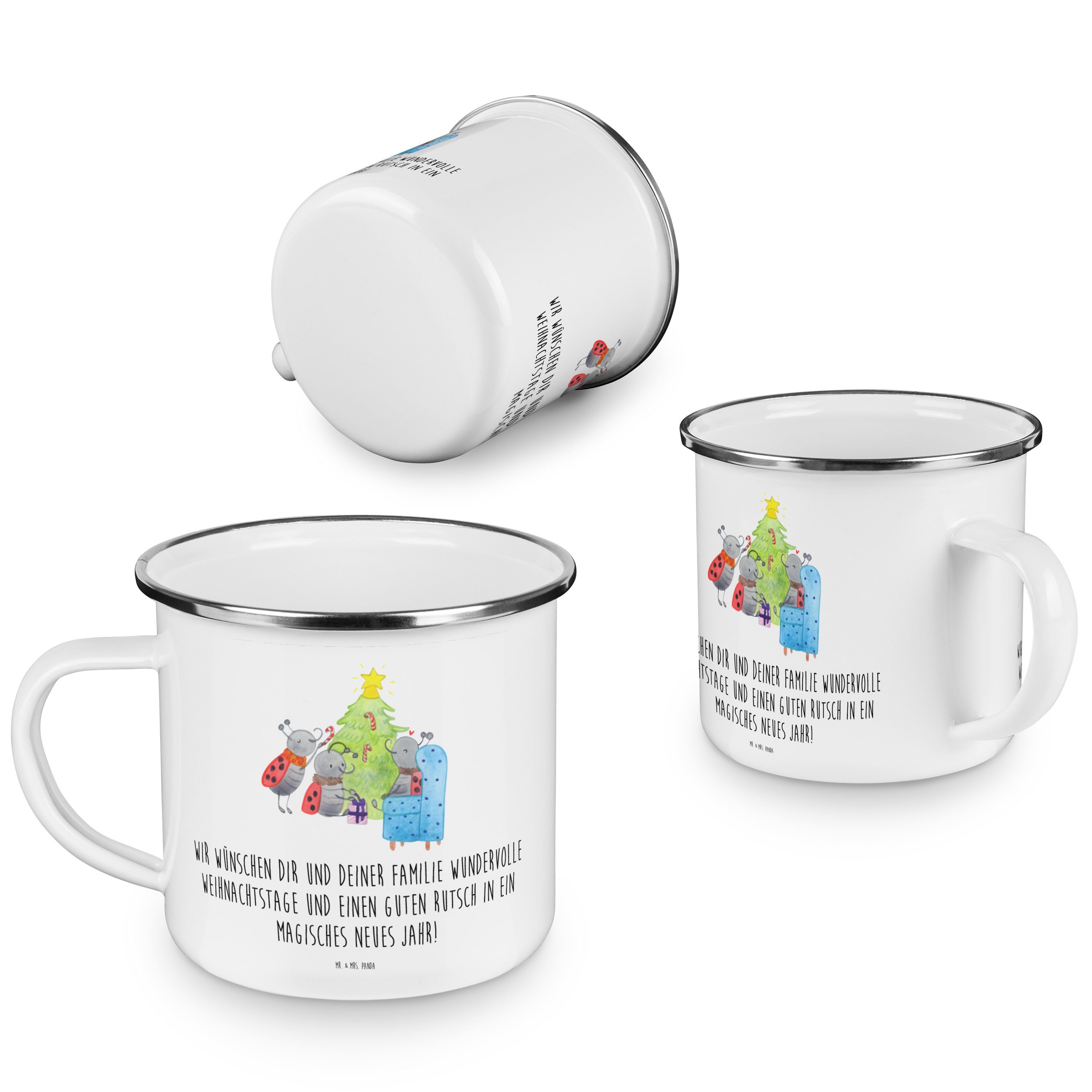 Mr. & Mrs. Blechtasse, Geschenk, Becher Kaffee Weih, Advent, - Smörle Weiß Emaille - Weihnachten Panda