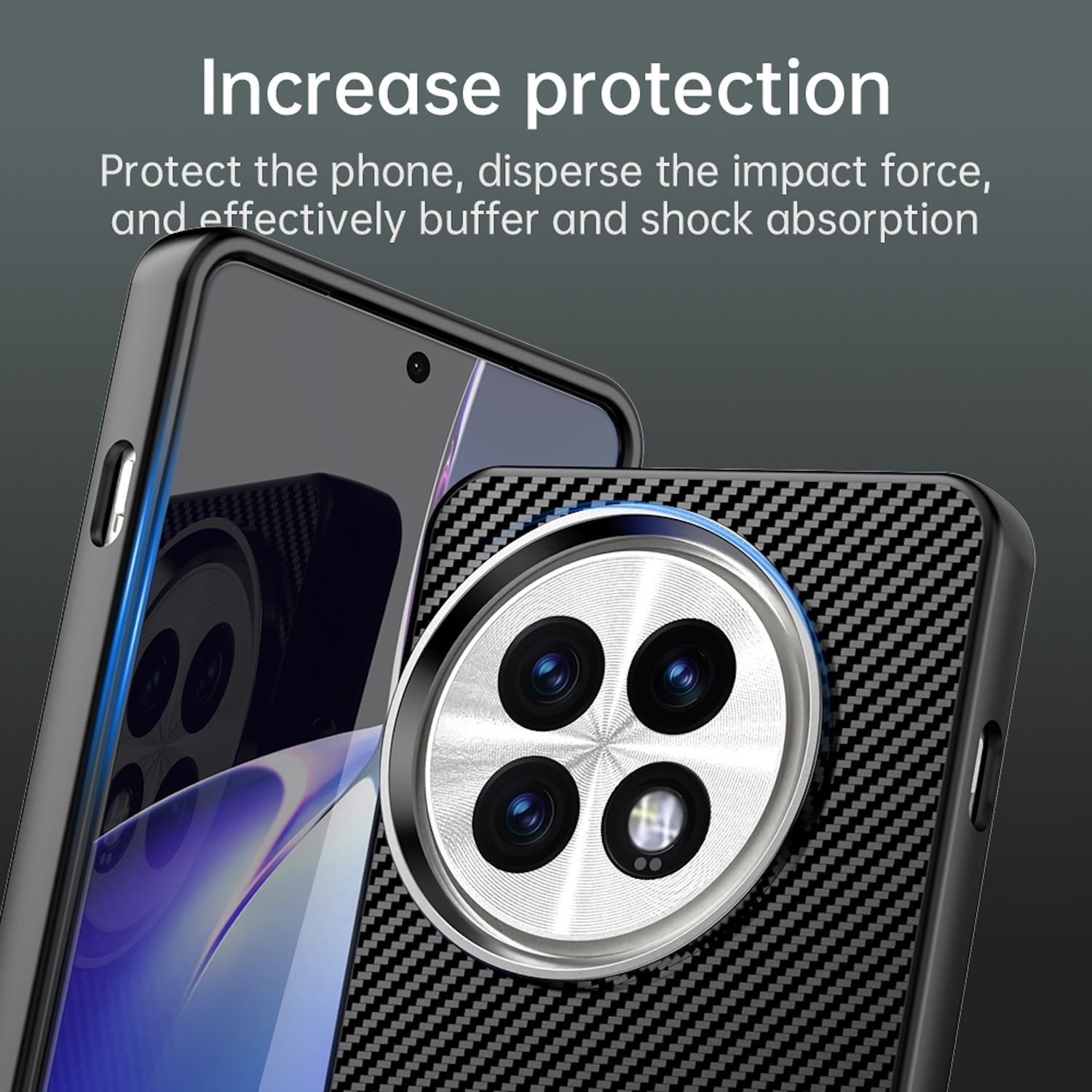 Wigento Smartphone-Hülle Für OnePlus 13 Carbon Faser IMD Series Design Schutz Hülle Schwarz, Carbon-Fiber-Design, präzise Passform, stoßfest