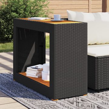 vidaXL Gartentisch Garten-Beistelltisch mit Holzplatte Schwarz Poly Rattan (1-St)