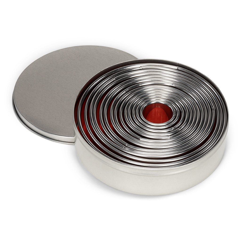 patisse Ausstechform 01950, Ausstecher Kreisformen, Set 14-tlg, Edelstahl, in einer handlichen Dose, aus hochwertigem Edelstahl