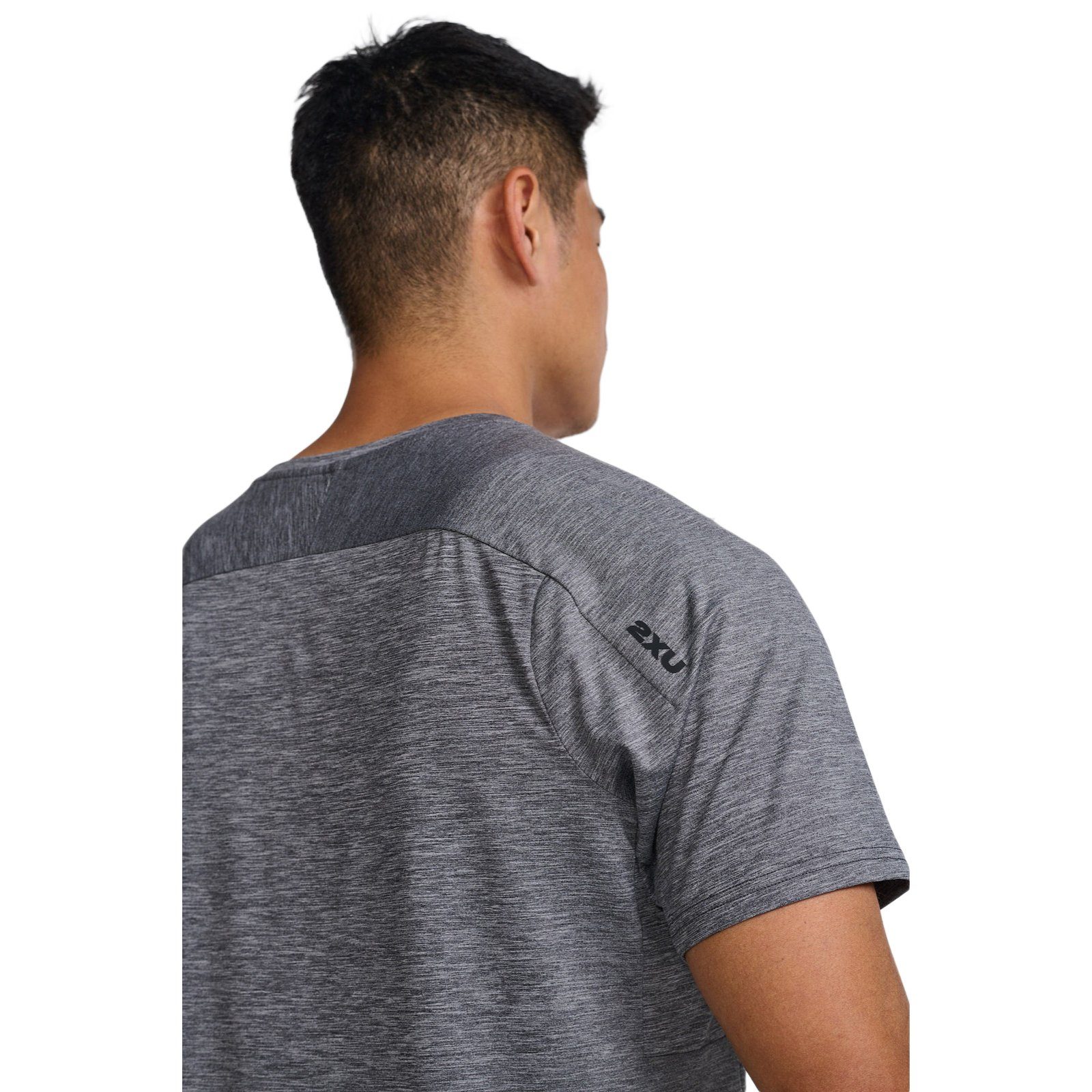 Mist/Black strapazierfähiges 2xU Material Tee Harbor Motion Trainingsshirt und Bewegungsfreiheit Laufshirt