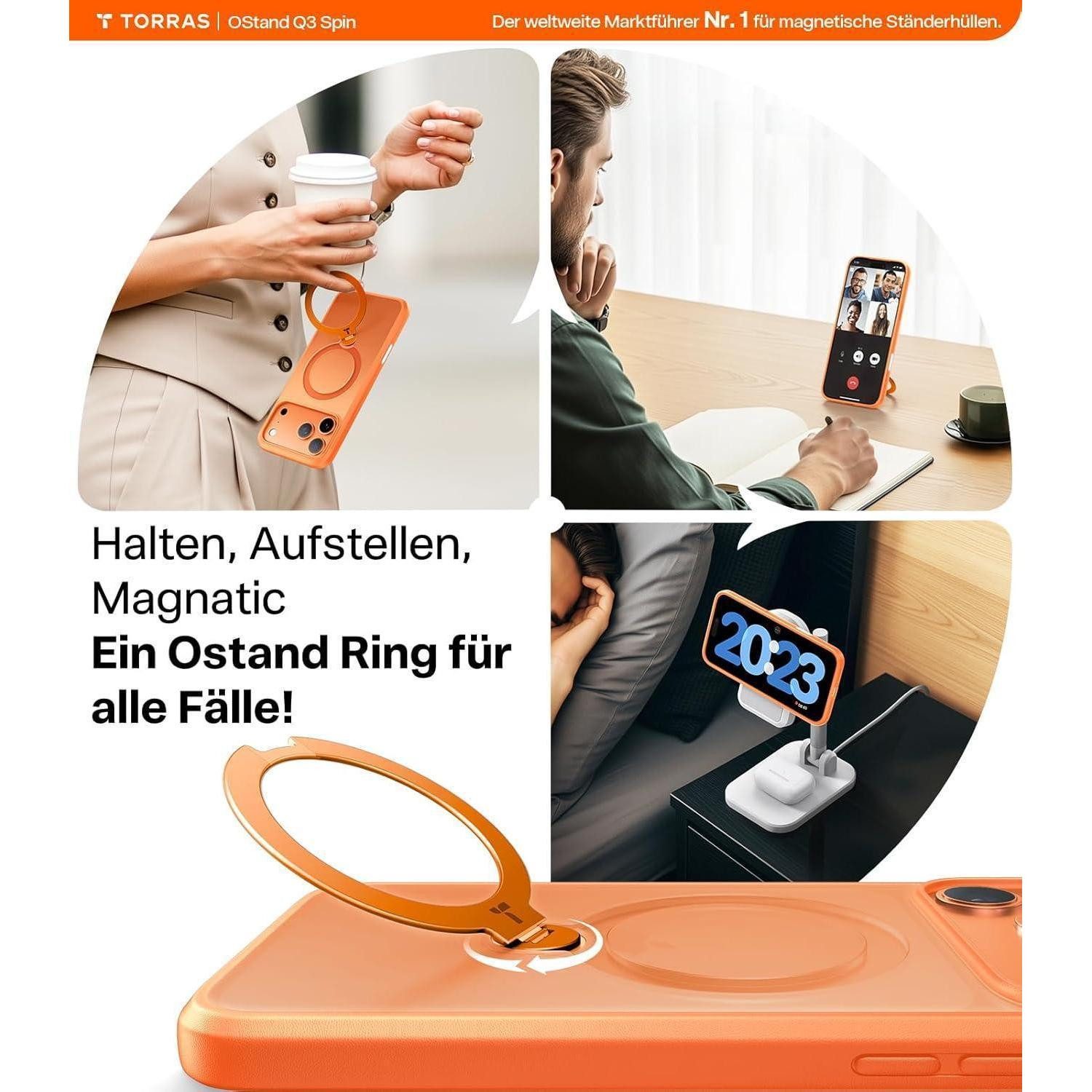 LuxusKollektion Smartphone-Hülle Handyhülle iPhone 17 Pro Max MagSafe Ständer iPhone 17 Pro Max Orange