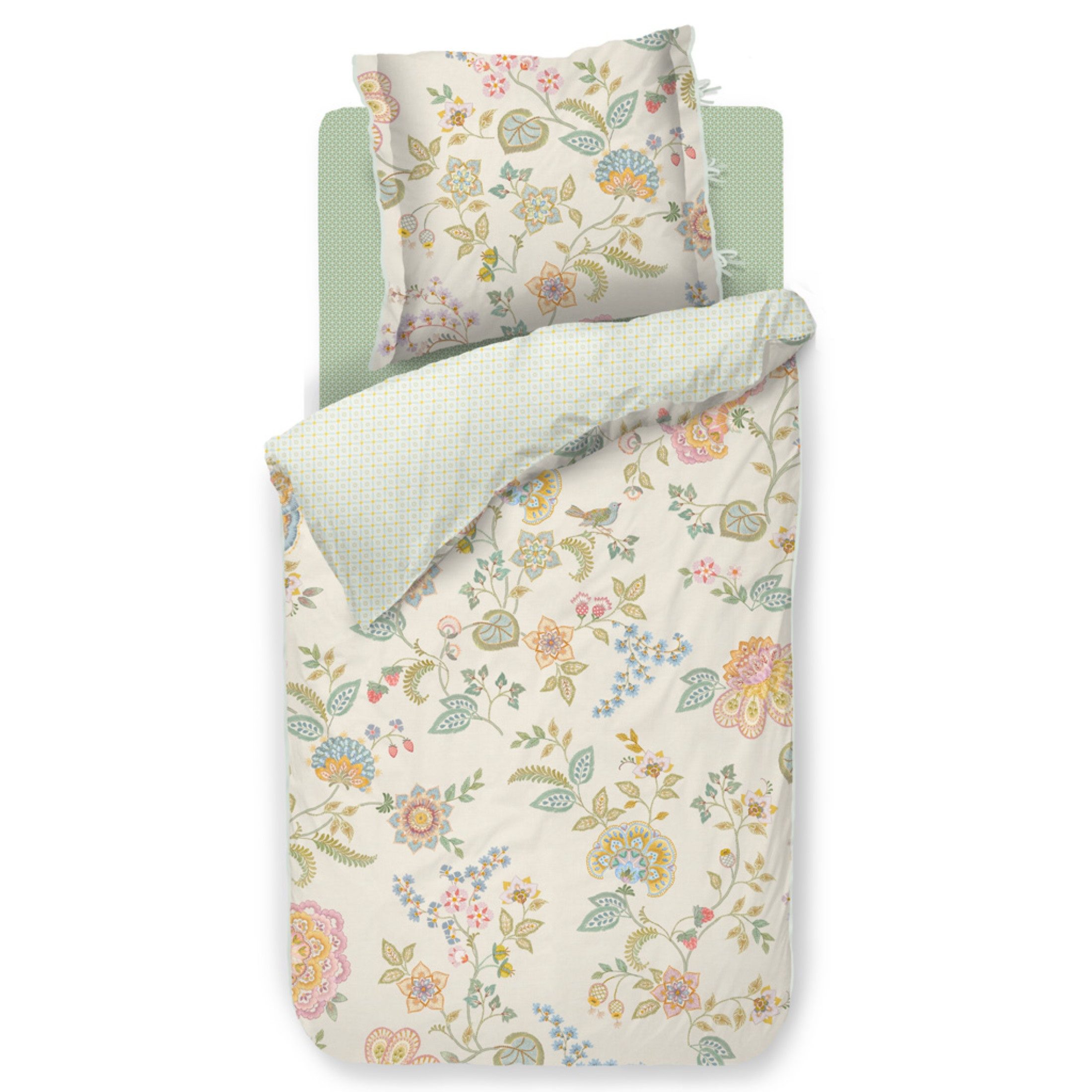 Bettwäsche PIP Studio Perkal Bettwäsche 155x200 Buenas Tardes Off-White Blüten