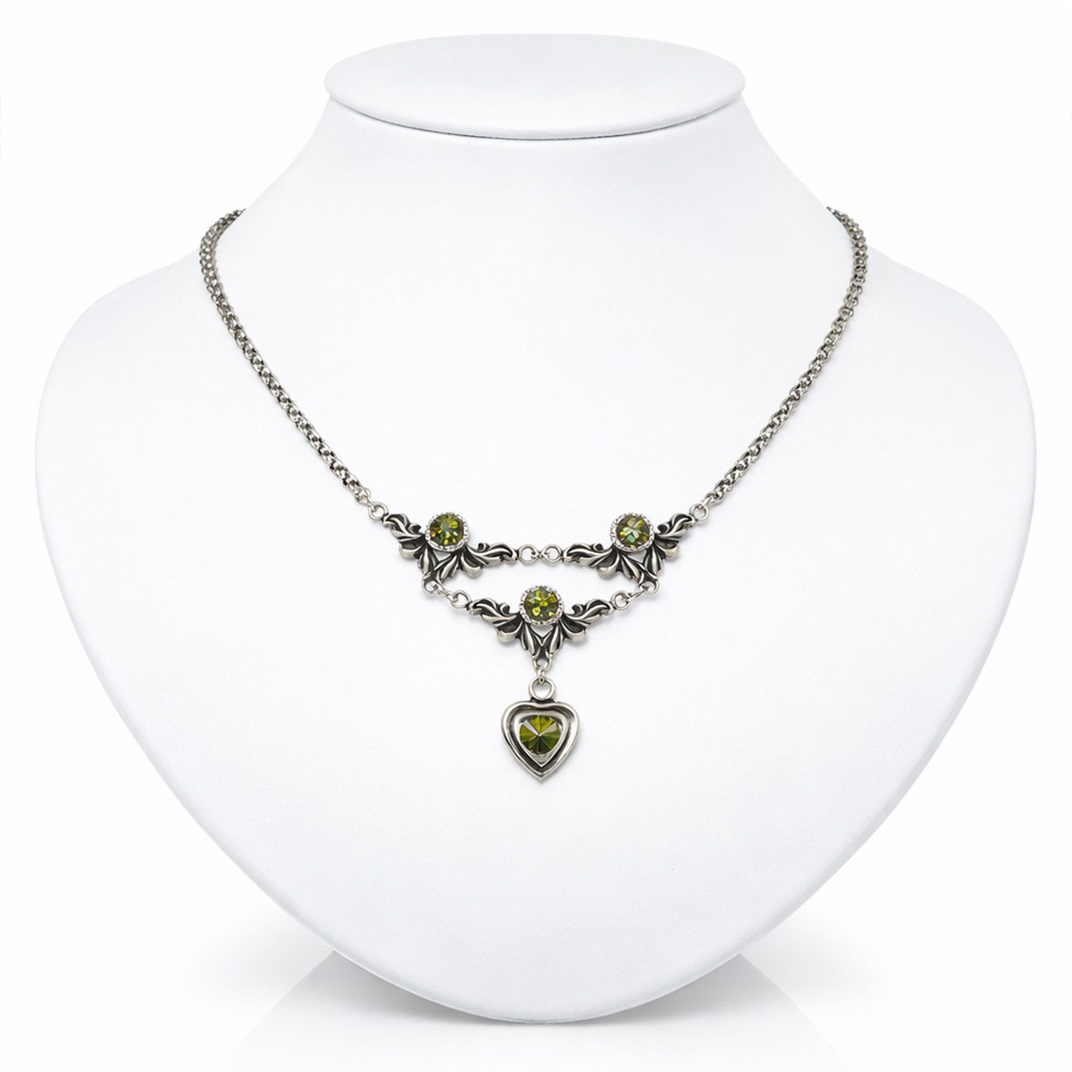LUISIA® Kette mit Anhänger Halskette "Isabel" mit Premium Kristall Herz (inkl. Schmuckbox)