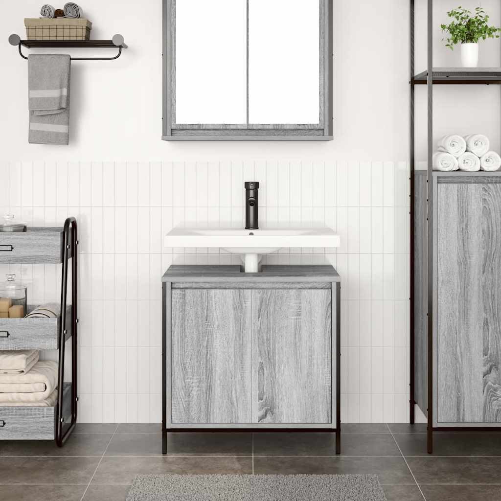 vidaXL Badezimmerspiegelschrank Waschbeckenunterschrank Grau Sonoma 60x34,5 günstig online kaufen
