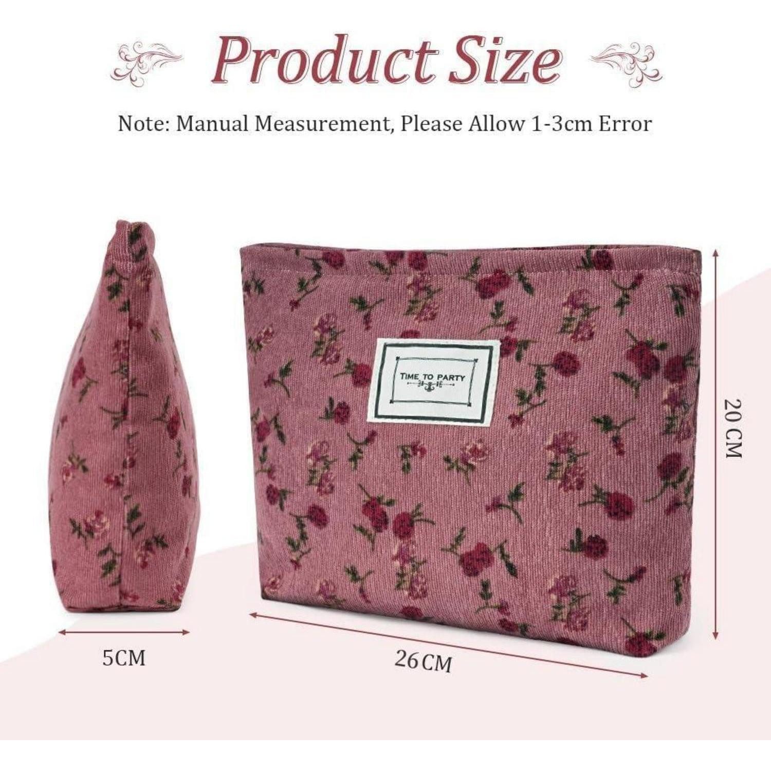 LuxusKollektion Kosmetiktasche Aucuu Kulturtasche Kosmetiktasche Cord Blumenmuster Groß Tragbar – Bild 2 von 5