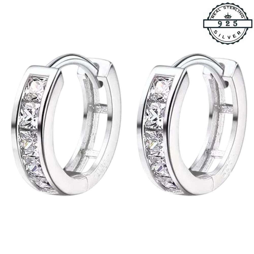 Paar Creolen 925 Sterling Silber kleine Damen Ohrringe Creolen mit Kristallen