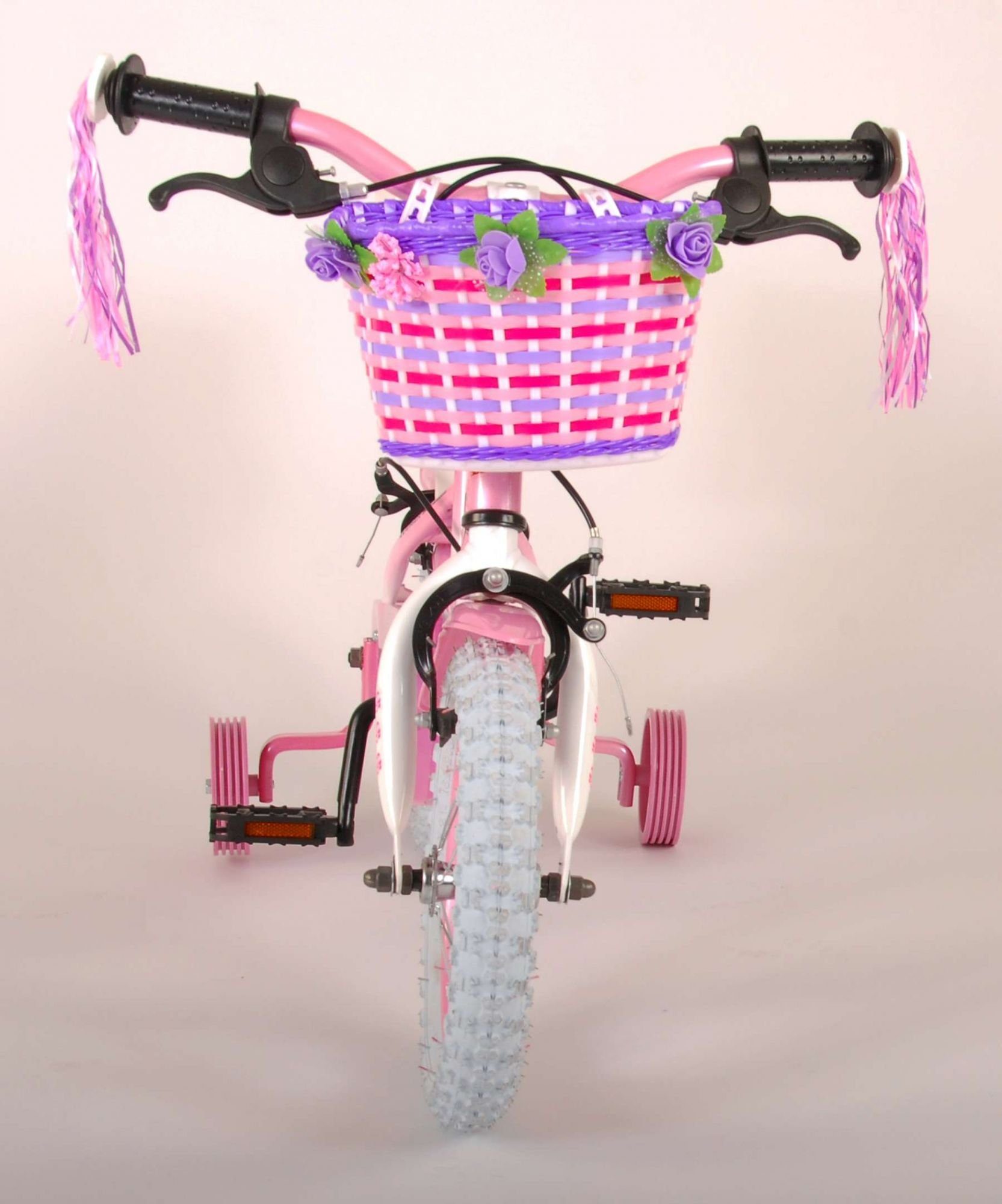 Mädchen TPFSports Gang, mit Volare Fahrrad Rose Fahrrad Laufrad Stützräder Zoll (Mädchen Sicherheitsgriffe), Kinder 1 2x Rutschfeste - Handbremse, 12 Kinderfahrrad Kinderrad 12 Zoll mit