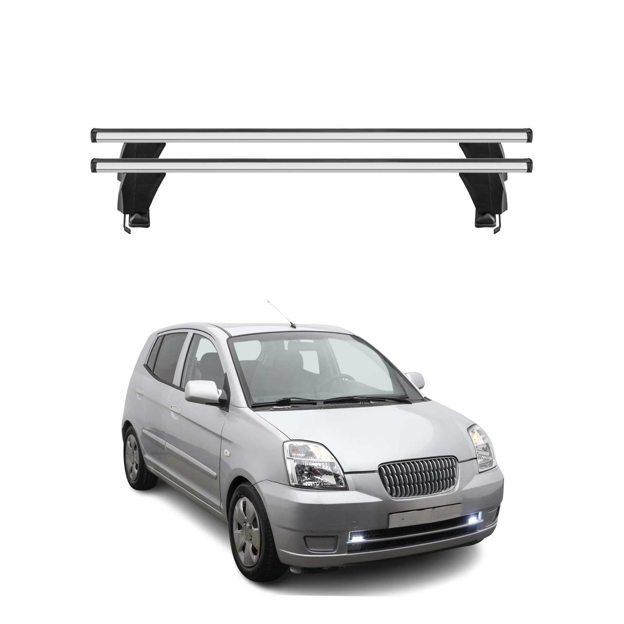 OMAC Dachträger Menabo Grundtäger für Kia Picanto 2004-2010 ABE Aluminium Silber 2tlg (2-St), Wasserbeständig,Abnehmbar,Multifunktional,Leichtgewichtig