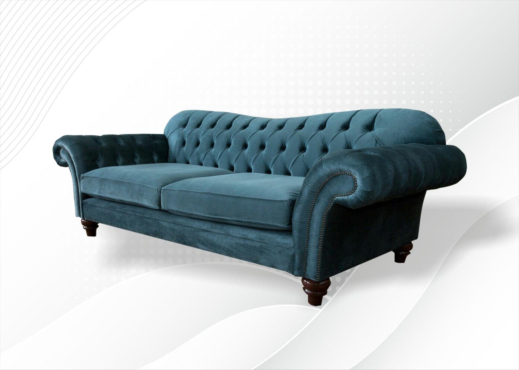 in Türkis Dreisitzer Made Design klassisches Sofa Neu, JVmoebel Chesterfield Luxus Europe