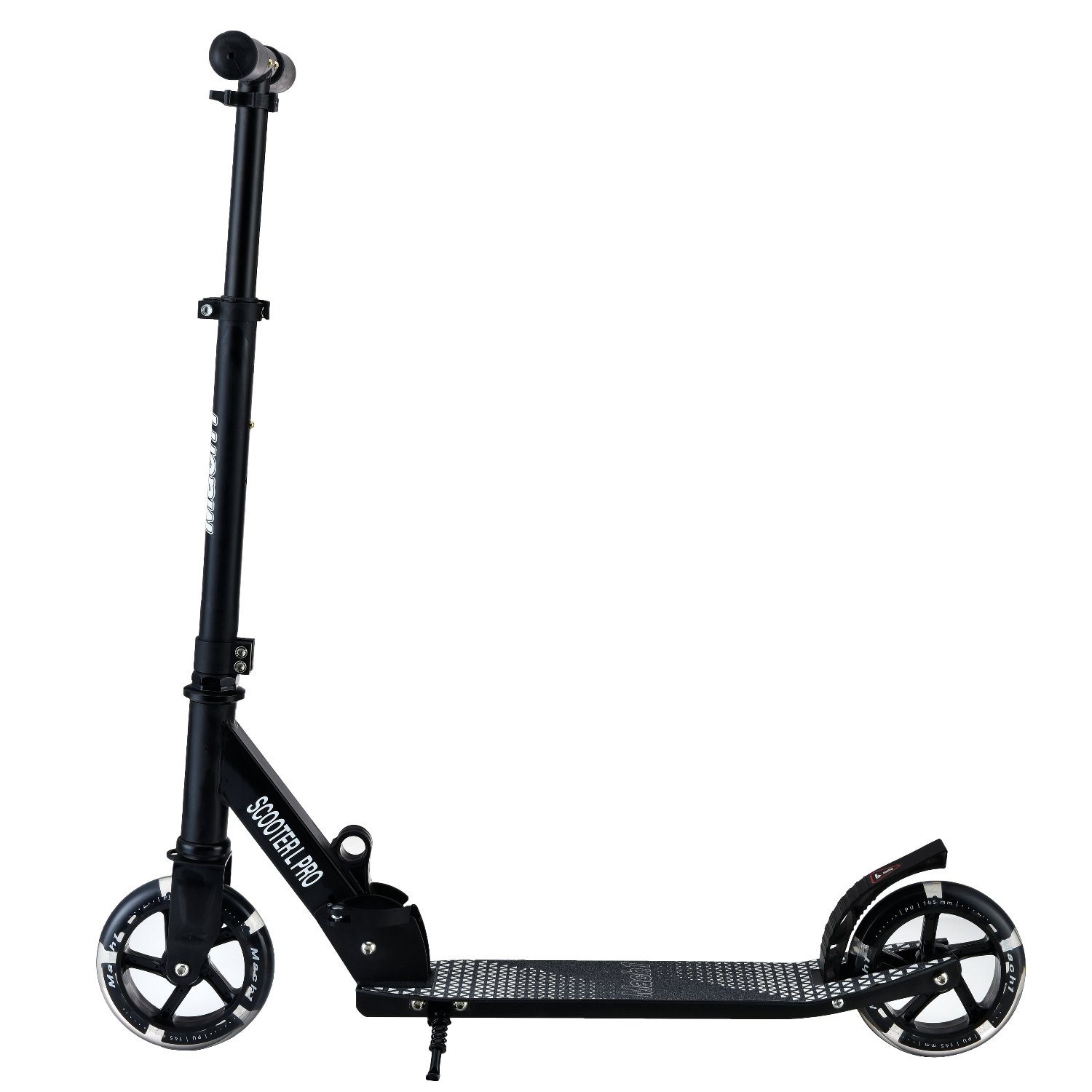 ALU Tretroller Kinderroller 145mm Kick Wheel/Rollen/Reifen klappbar - Cityroller Roller Kickscooter Scooter LED mit Leuchtrollen schwarz City Mach1