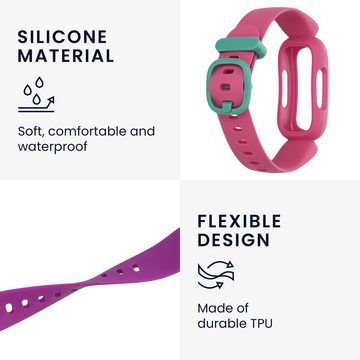 kwmobile Uhrenarmband 2x Band für Fitbit Inspire 2 / Ace 3, Silikon Fitnesstracker Ersatz Sportarmband - Größe S