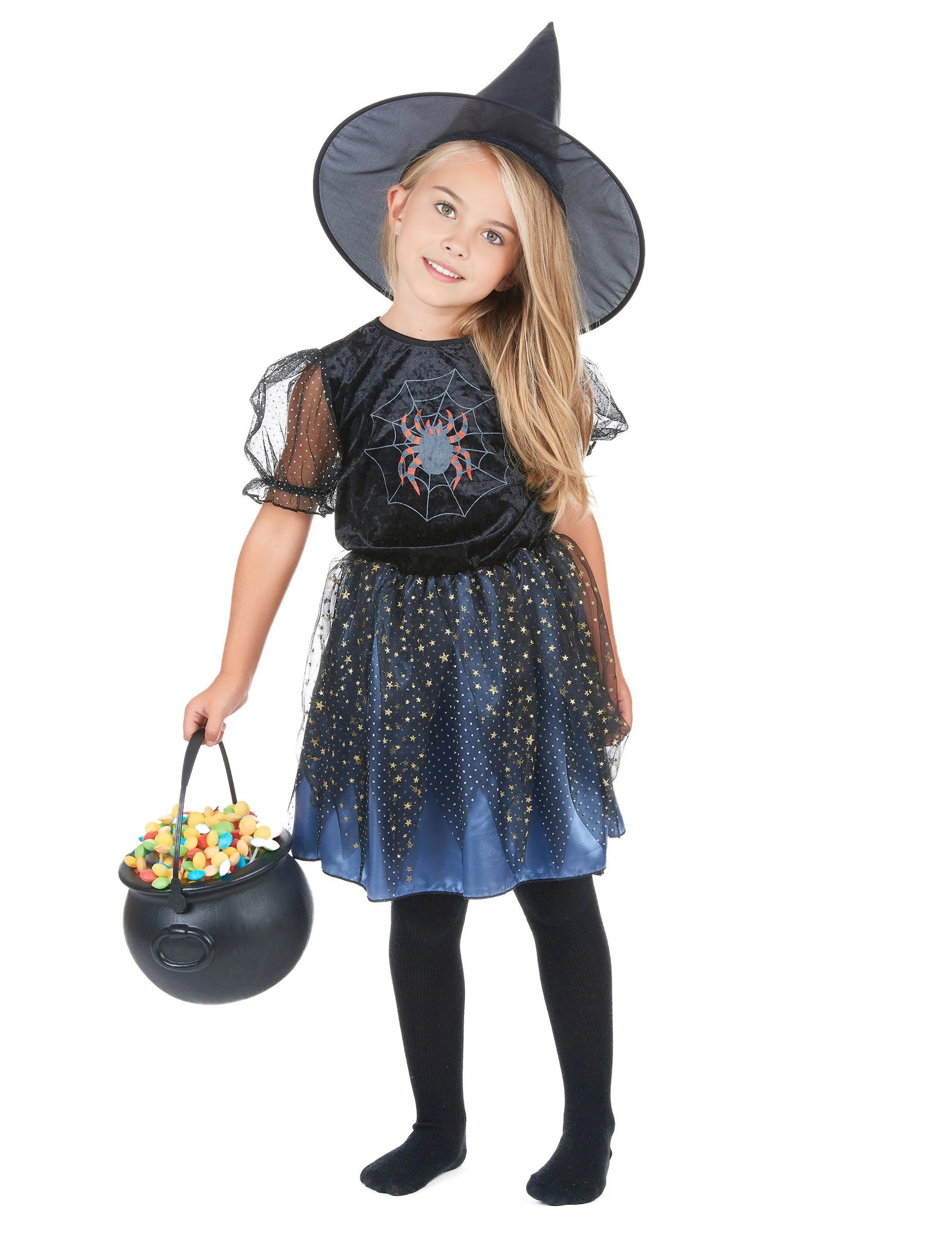 JADEO Kostüm Bezaubernde Spinnen-Magierin Halloweenkostüm für Mädchen Hexe