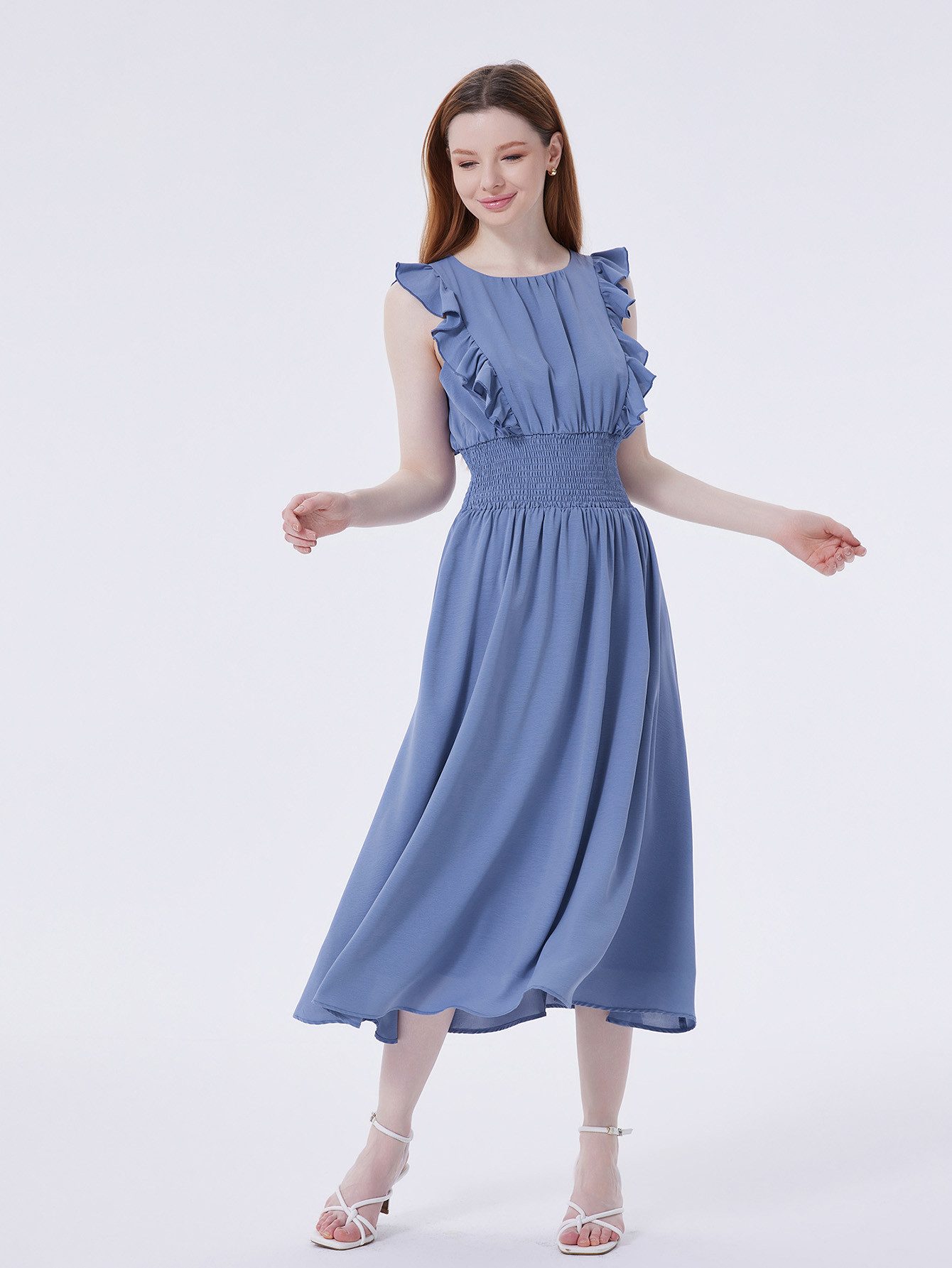 LAPA PLUS Sommerkleid Damen Rüsche Midikleid günstig online kaufen