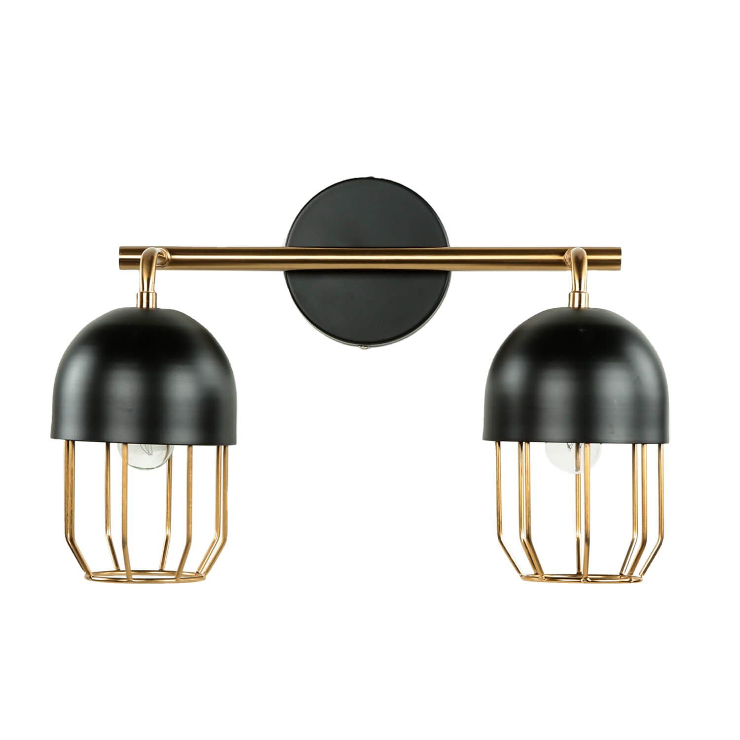 Licht-Erlebnisse Wandleuchte QUIN, ohne Leuchtmittel, Wandleuchte Metall in Schwarz Gold Loft Design 2x E14