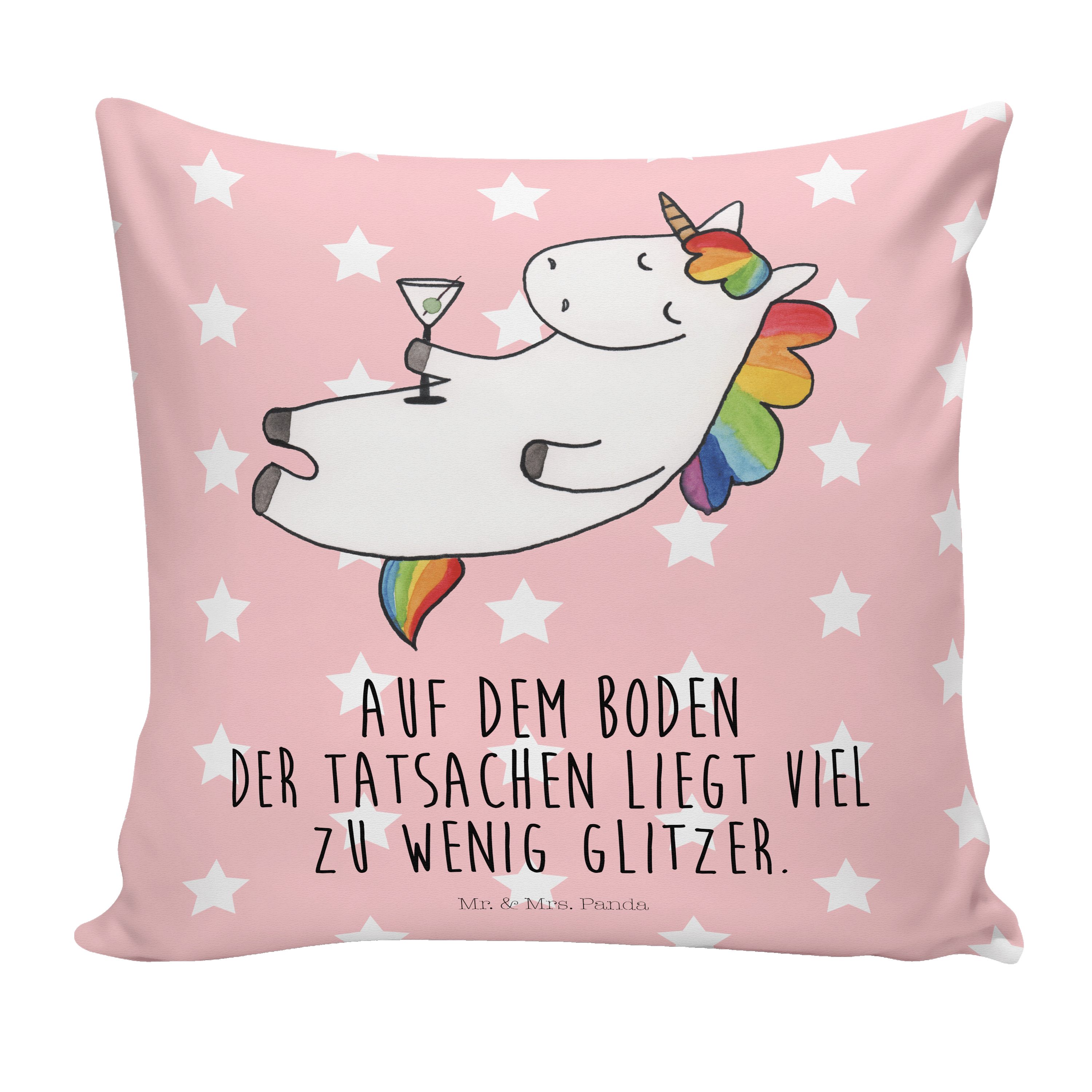 Mr. & Mrs. Panda Dekokissen Einhorn Cocktail - Rot Pastell - Geschenk, Einhörner, Einhorn Deko, D