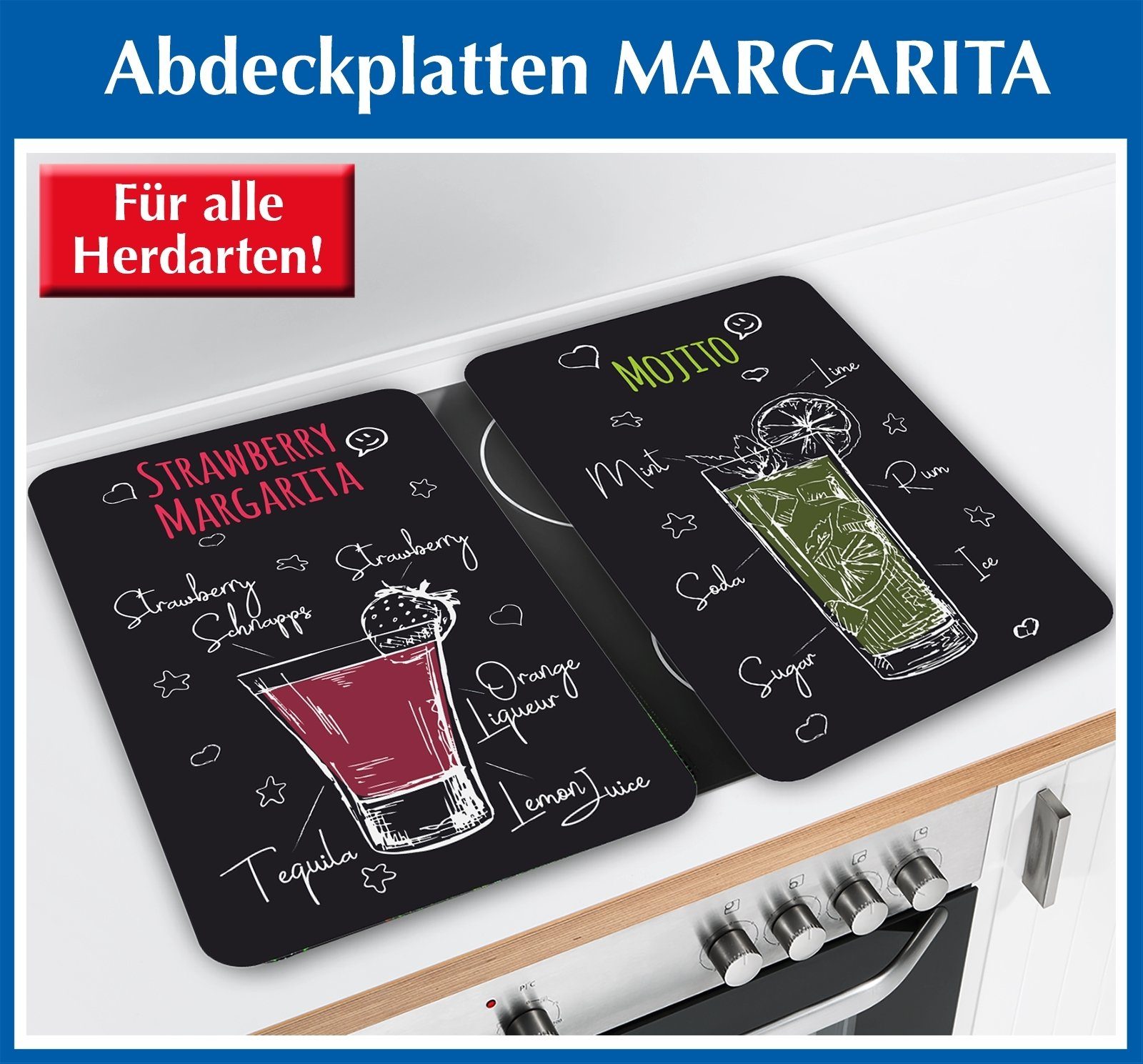 Maximex Herd-Abdeckplatte Abdeckplatte Universal 2er Margarita, Glas