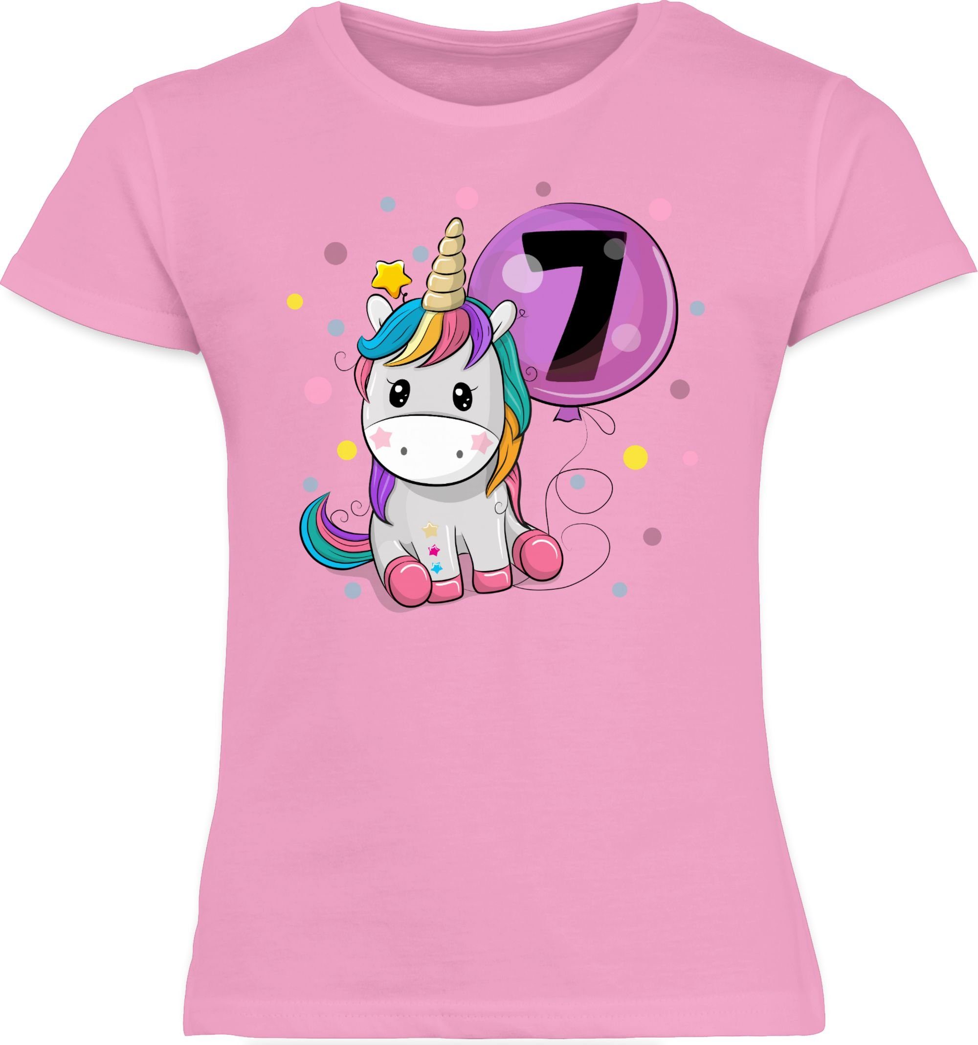 T-Shirt Einhorn 7 Geburtstag Mädchen Kindergeburtstag 7 Jahre