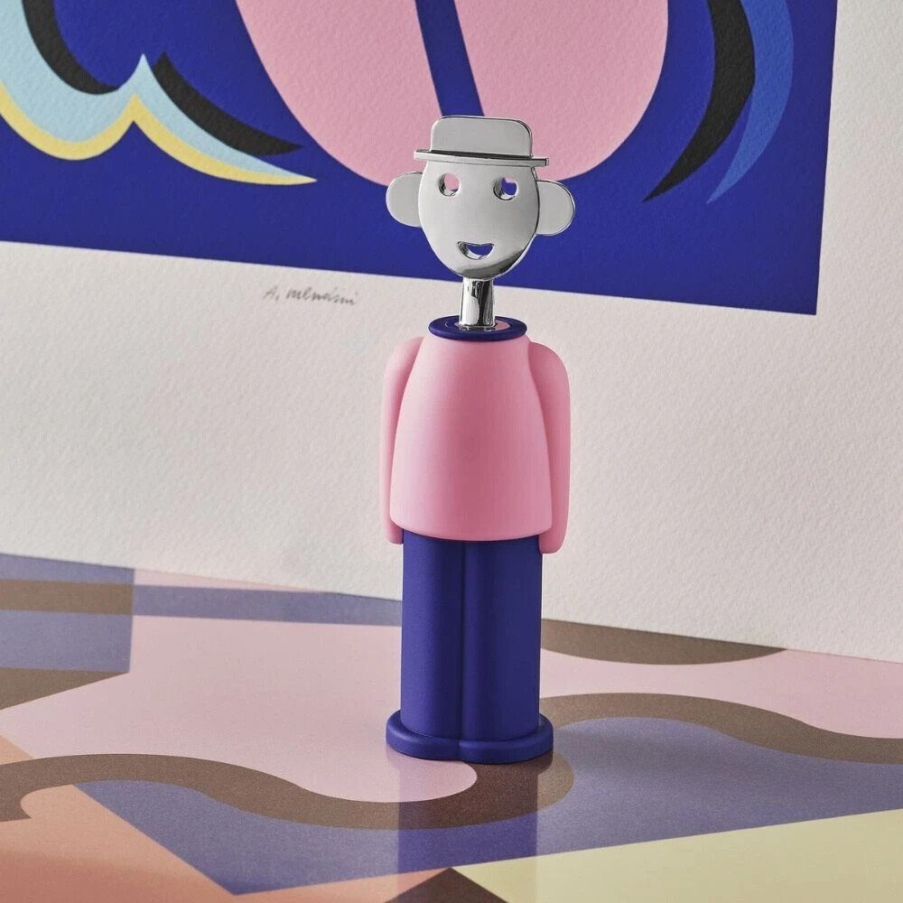 Alessi Korkenzieher Korkenzieher Alessandro M. 21 cm rosa/blau, Korkenzieher Alessandro M., Ø6cm, thermoplastisches Harz, klar