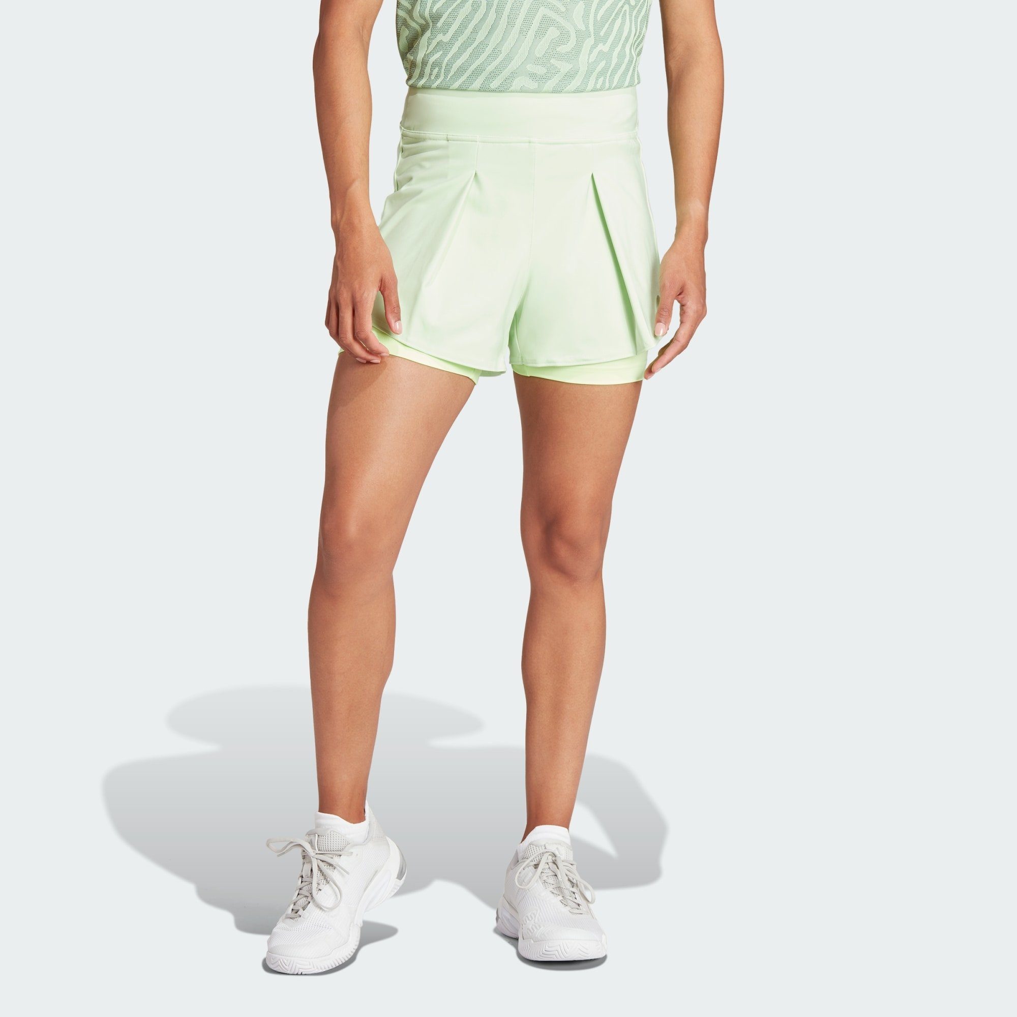 adidas Performance 2-in-1-Shorts TENNIS MATCH SHORTS Semi Green Spark / Green Spark