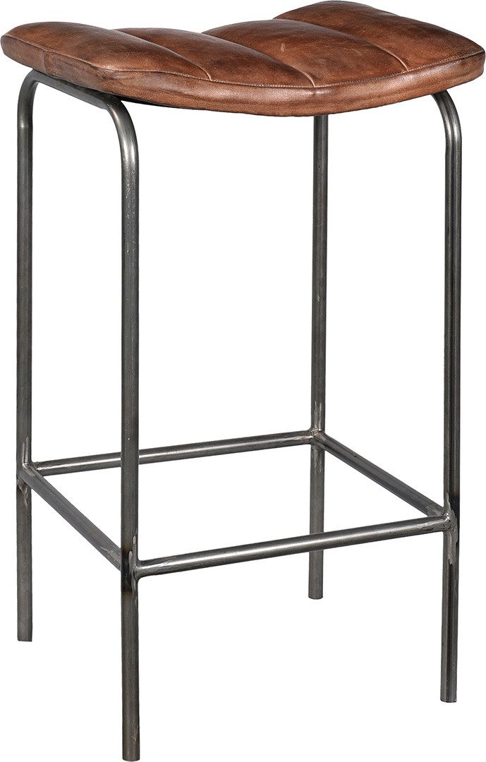 Trademark Barhocker Brooklyn Barhocker mit Ledersitz aus Klar lackiertem Eisen