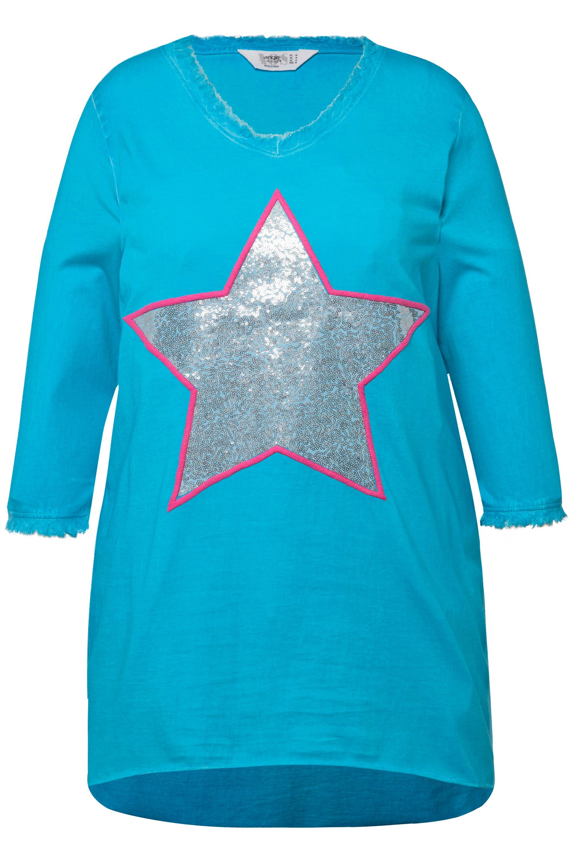 Angel of Style Longshirt T-Shirt A-Linie Pailletten-Stern V-Ausschnitt günstig online kaufen