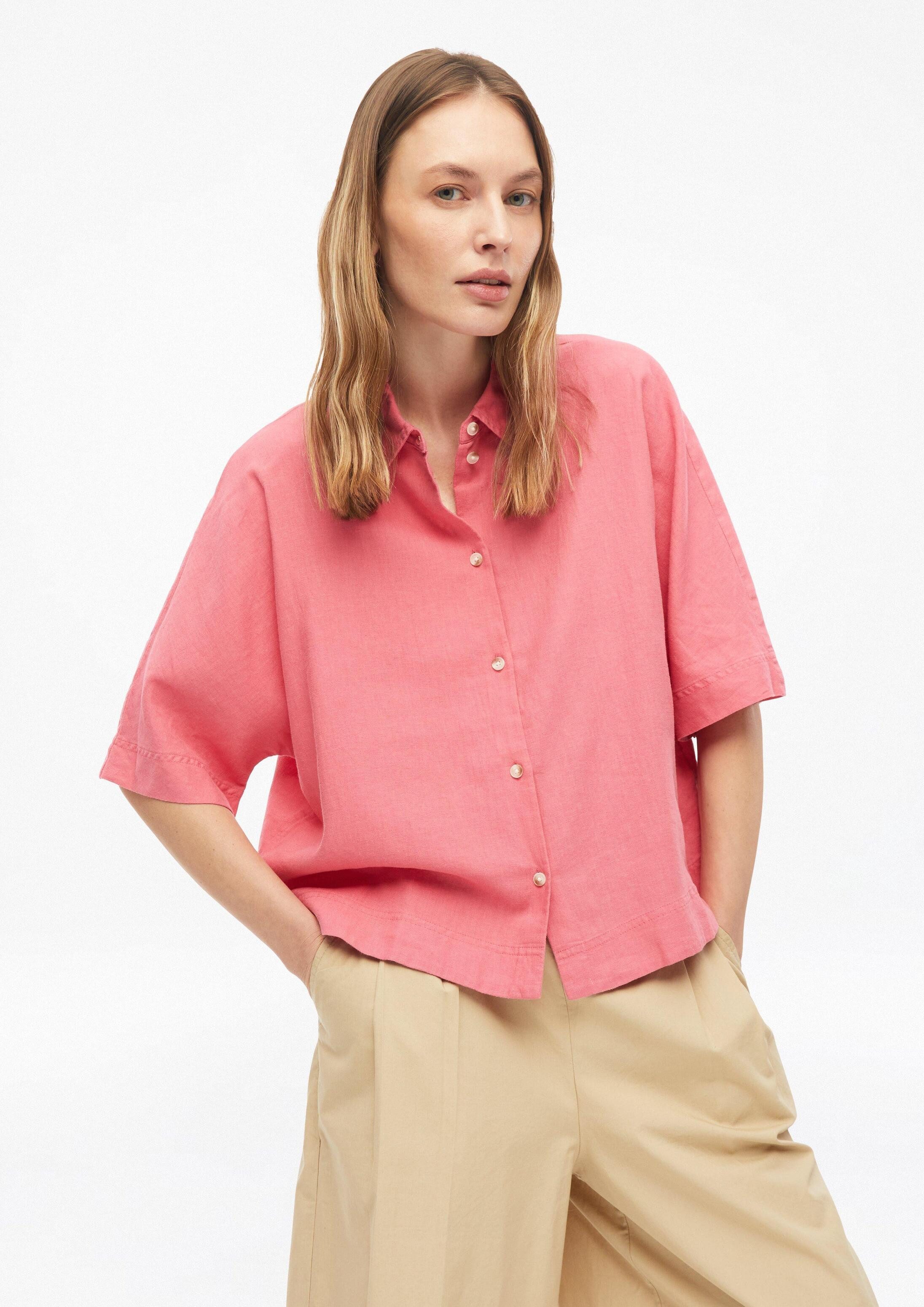 s.Oliver Kurzarmbluse Bluse Kurzarm-Bluse aus Leinenmix – Bild 5 von 5