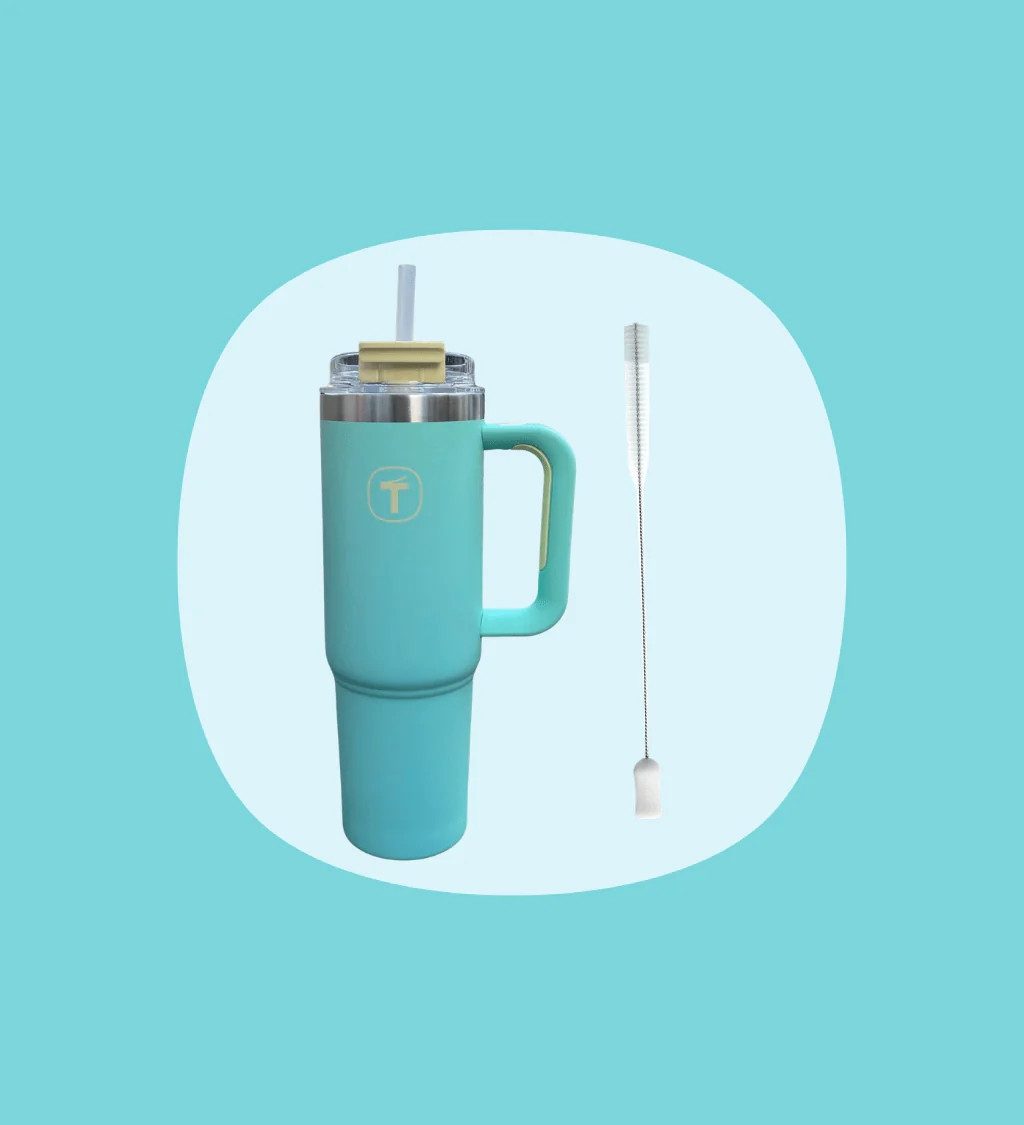 TUPPERWARE Thermobecher Tupperware® Big T Tumbler 1,1l Minze inkl. Trohhalmbürste