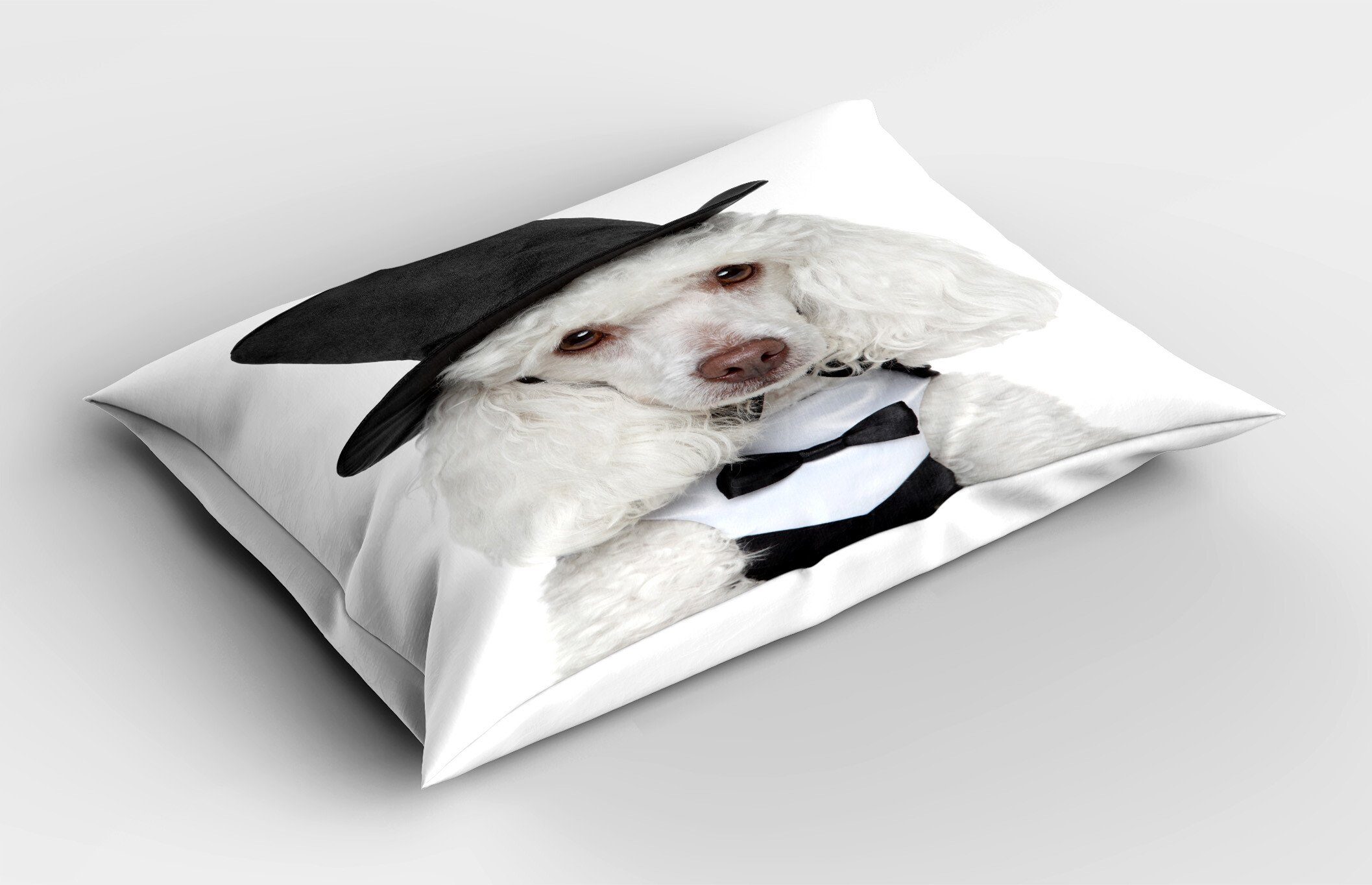 Kissenbezüge Dekorativer Queen Size Gedruckter Kopfkissenbezug, Abakuhaus (1 Stück), Hunde Sad Blick Portrait in einem Hut