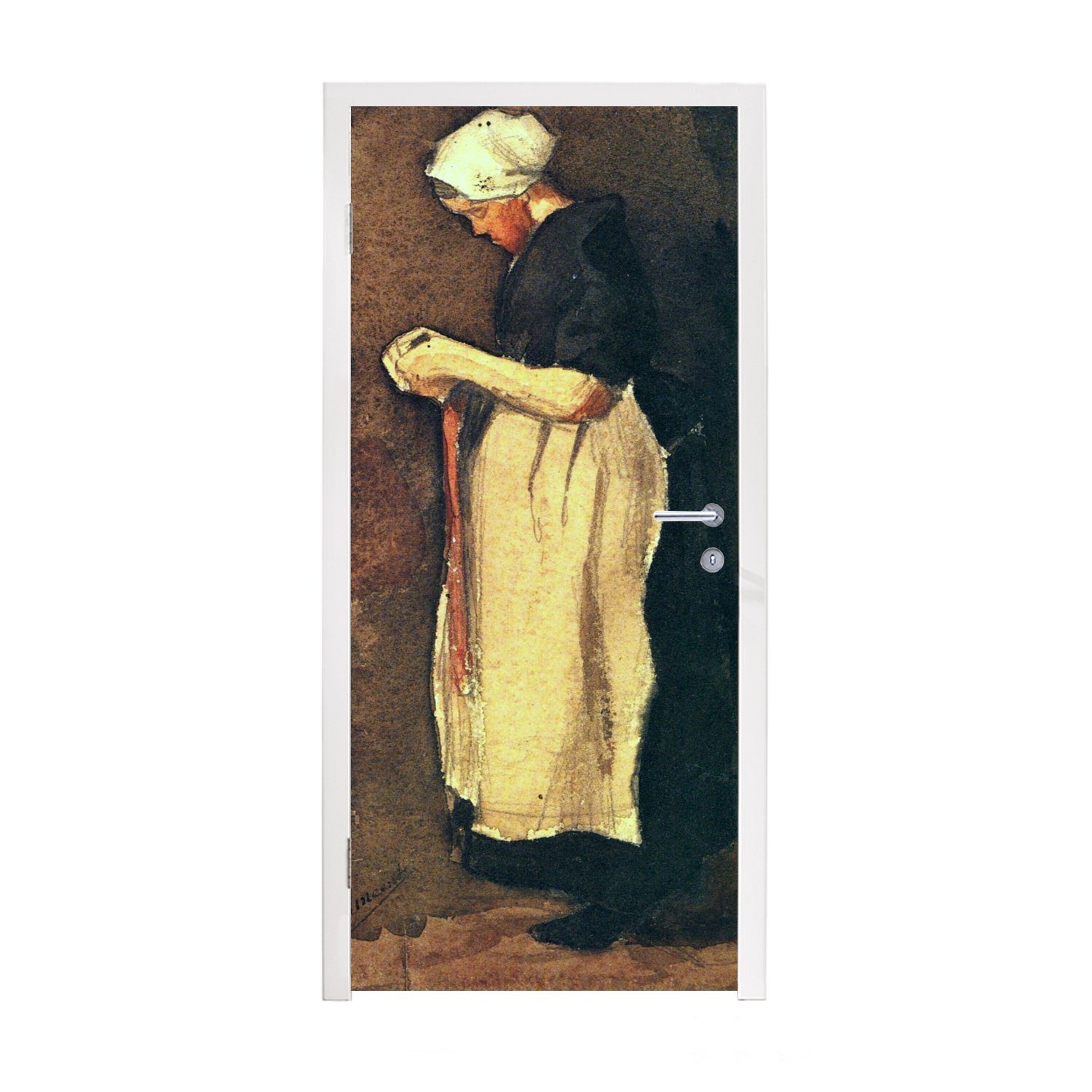 MuchoWow Türtapete Die Scheveningerin - Vincent van Gogh, Matt, bedruckt, (1 St), Fototapete für Tür, Türaufkleber, 75x205 cm