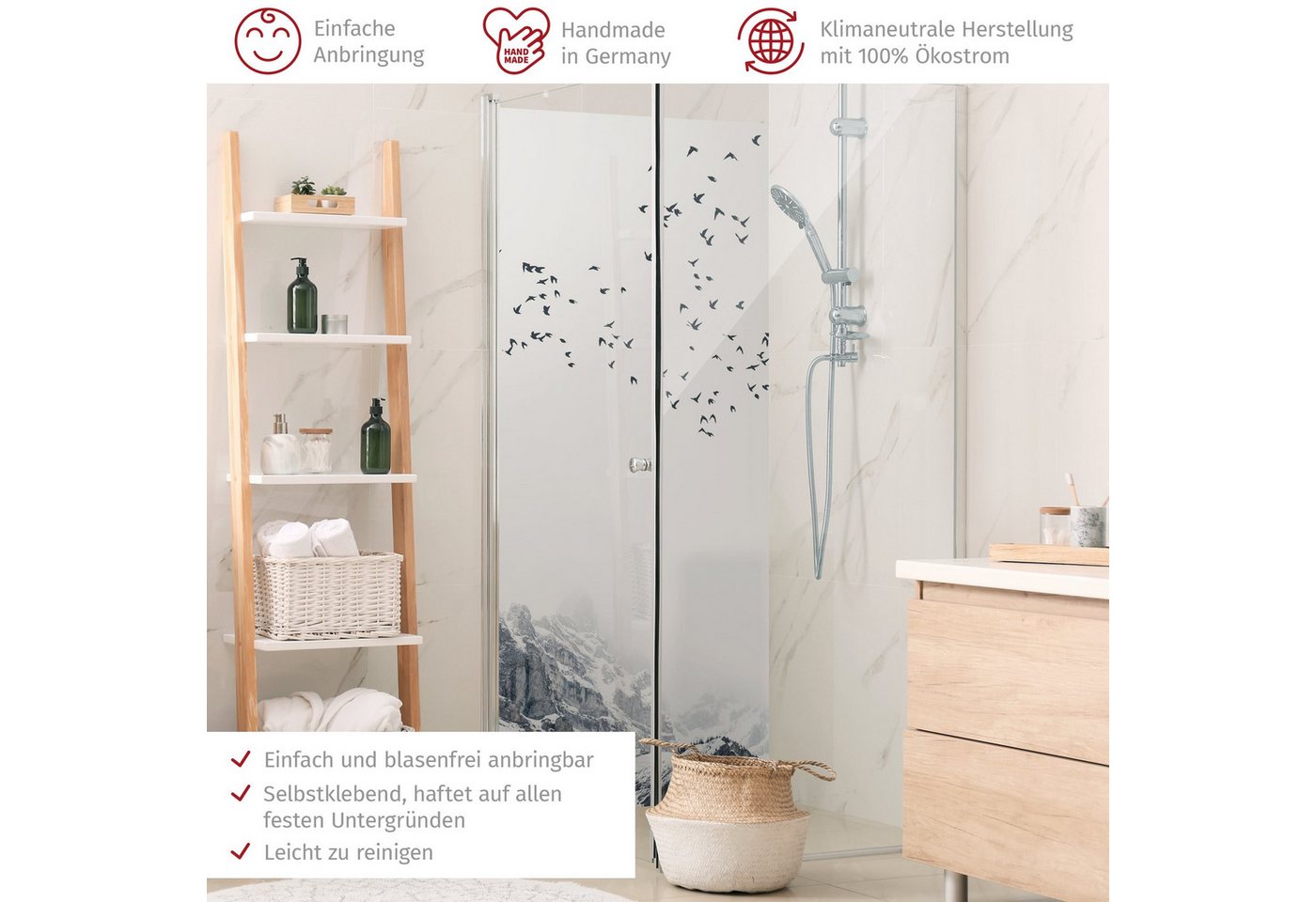Thumbnail - Bilderdepot24 Badrückwand Natur schwarz weiß Duschrückwand ohne Bohren Dusche, (1-tlg., Hart-Folie Premium matt 0,61 mm)...