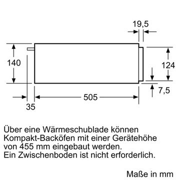 BOSCH Einbau-Wärmeschublade BIC510NS0, 60 x 14 cm, Edelstahl