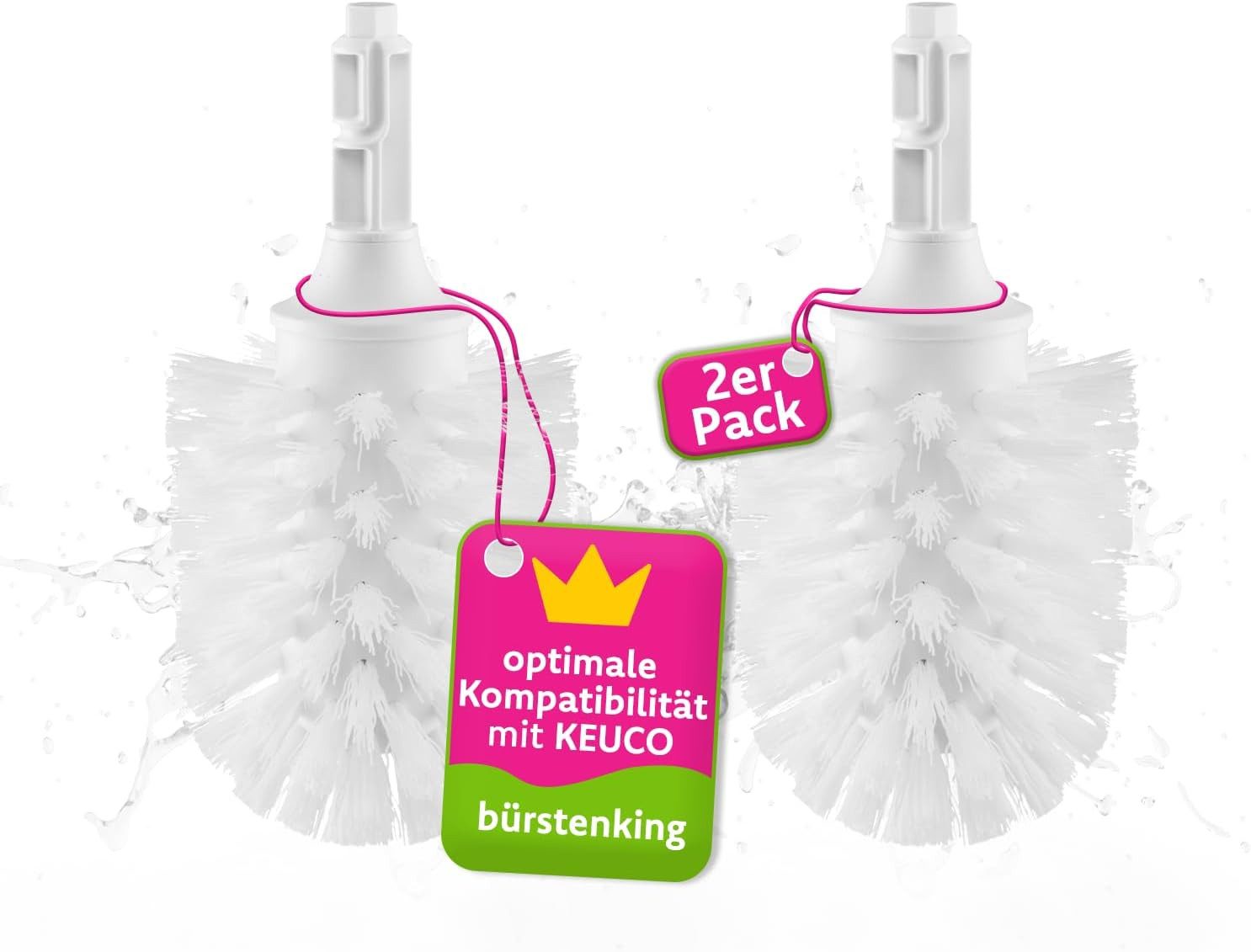 Bürstenking Reinigungsbürste WC Ersatzbürstenkopf Ø 73 mm – für Keuco WC-Garnituren, Cleo, Edition 11, Edition 300, Elegance, Palais, (2 Stück), passend für Keuco WC-Garnituren
