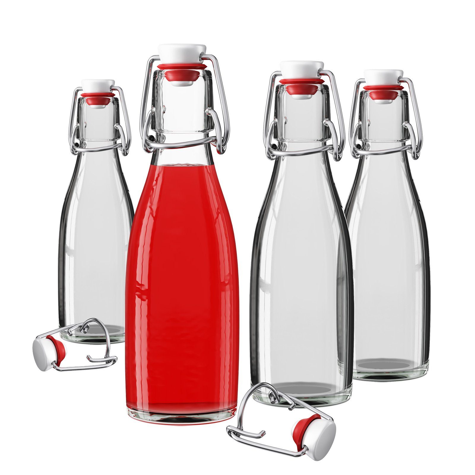 Wellgro Trinkflasche 200 ml Glasflasche mit Bügelverschluss