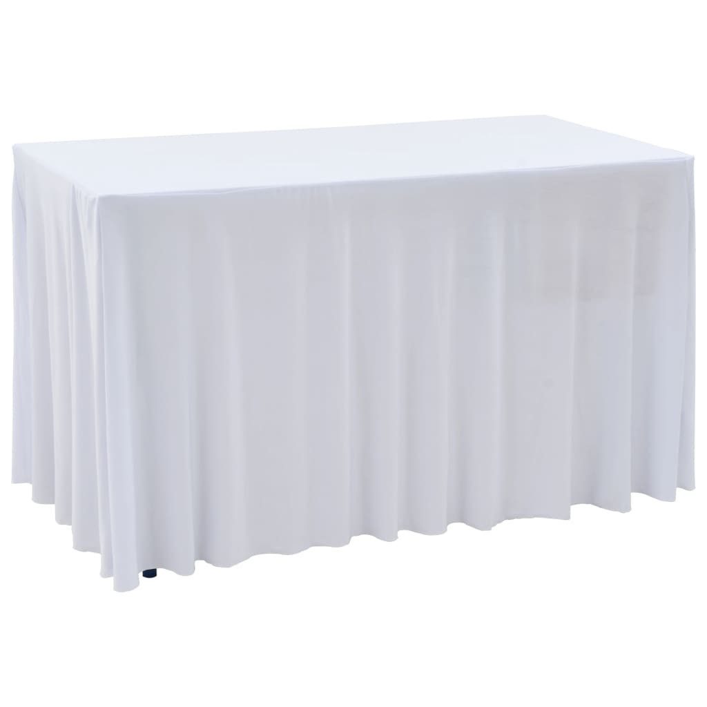 vidaXL Hussen-Set 2 Stück Stretch-Tischdecken mit Rand Weiß 120 x 60,5 x 74 cm