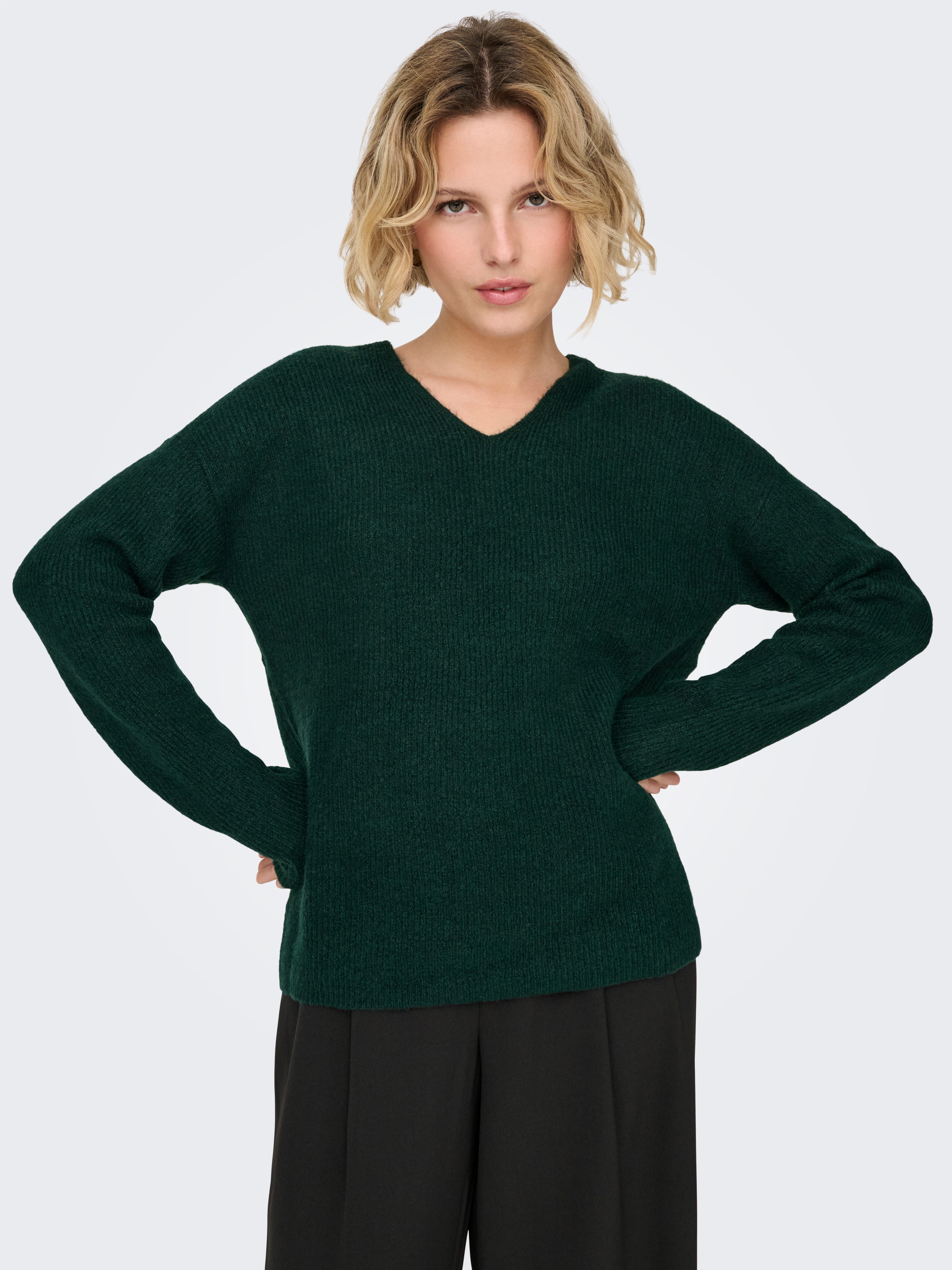 ONLY V-Ausschnitt-Pullover ONLCAMILLA V-NECK L/S PULLOVER KNT NOOS Materialmix, regular fit
