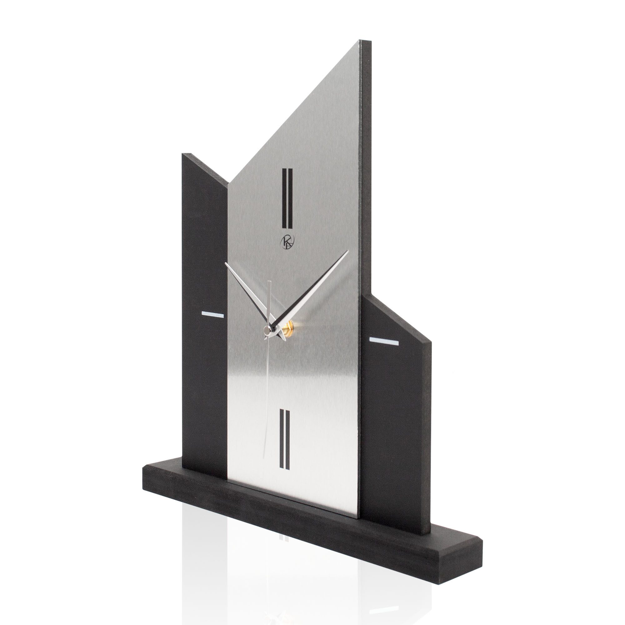 Kreative Feder Standuhr Standuhr „Church“ aus Holz, schwarze Tisch-Uhr mit Applikation; Größe ca. 34,5x30x5cm