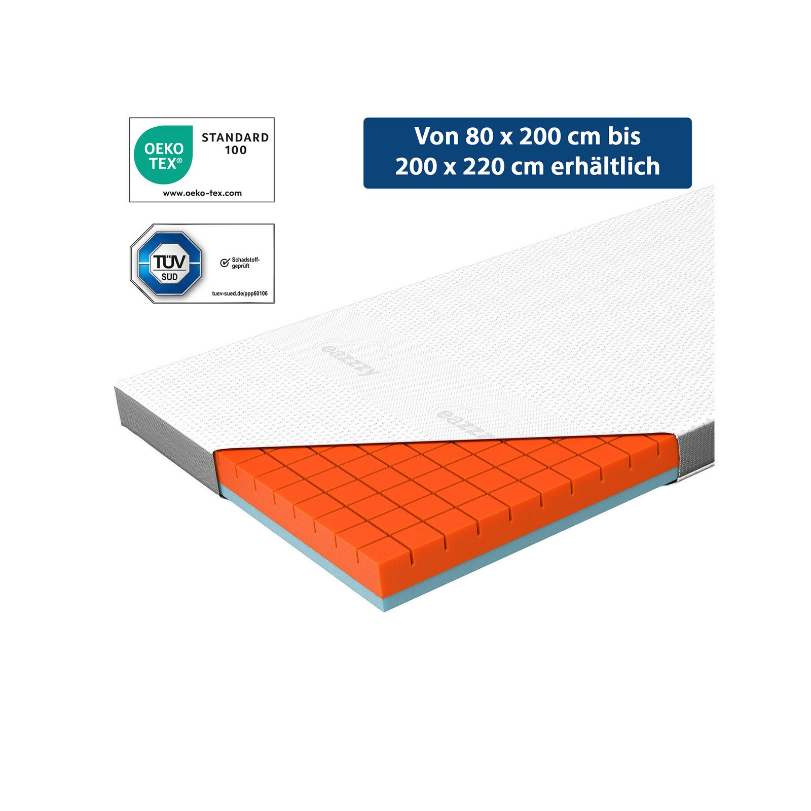 Matratzenauflage eazzzy Premium Cube Topper Matratzentopper 200 x 200 x 9 c günstig online kaufen