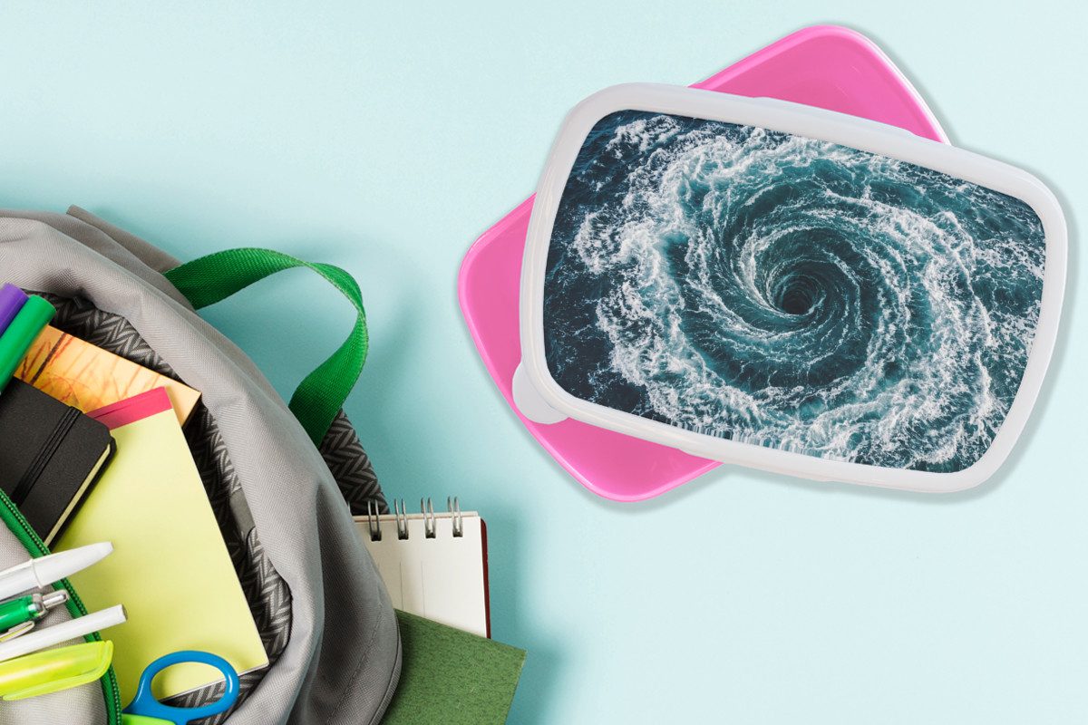 MuchoWow Lunchbox Ozean - Blau - Whirlpool, Kunststoff, (2-tlg), Brotdosen, Lunch Box, Brotbox für Kinder und Erwachsene