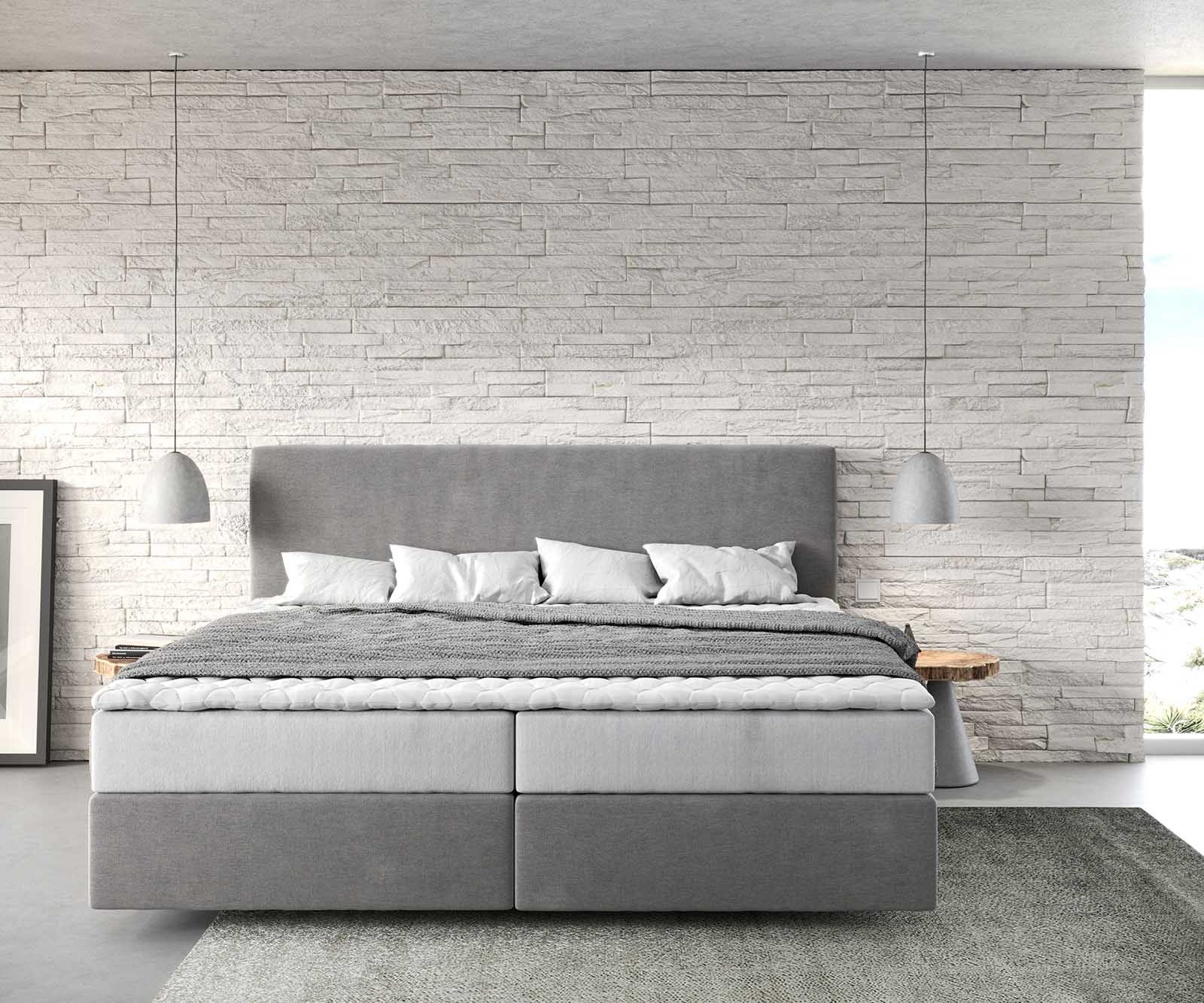 DELIFE Boxspringbett Dream-Well, Mikrofaser Grau 200x200 cm mit Taschenfede günstig online kaufen